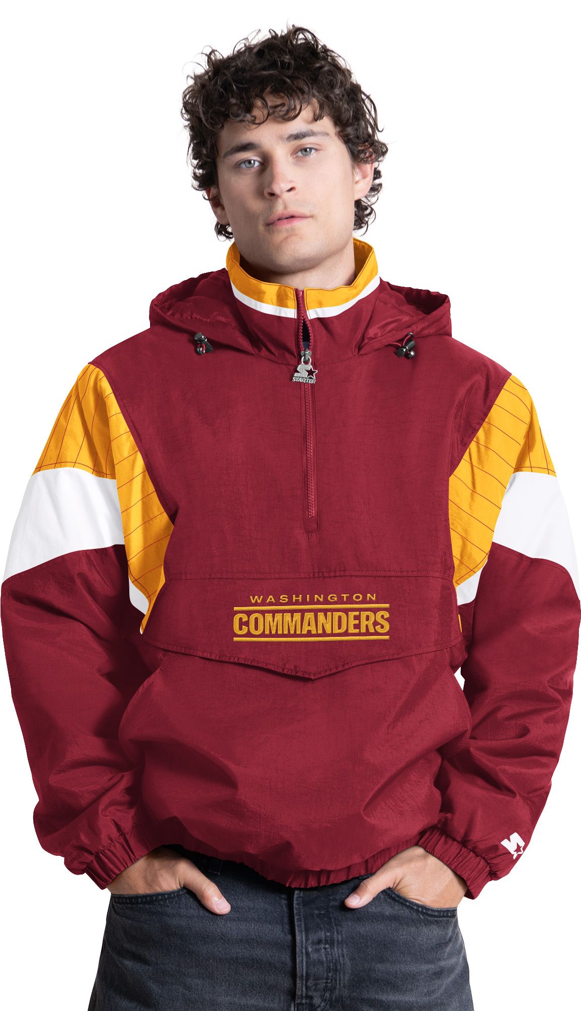 Starter Men's Washington Commanders Maroon Throwback 1/2 Zip Jacket
