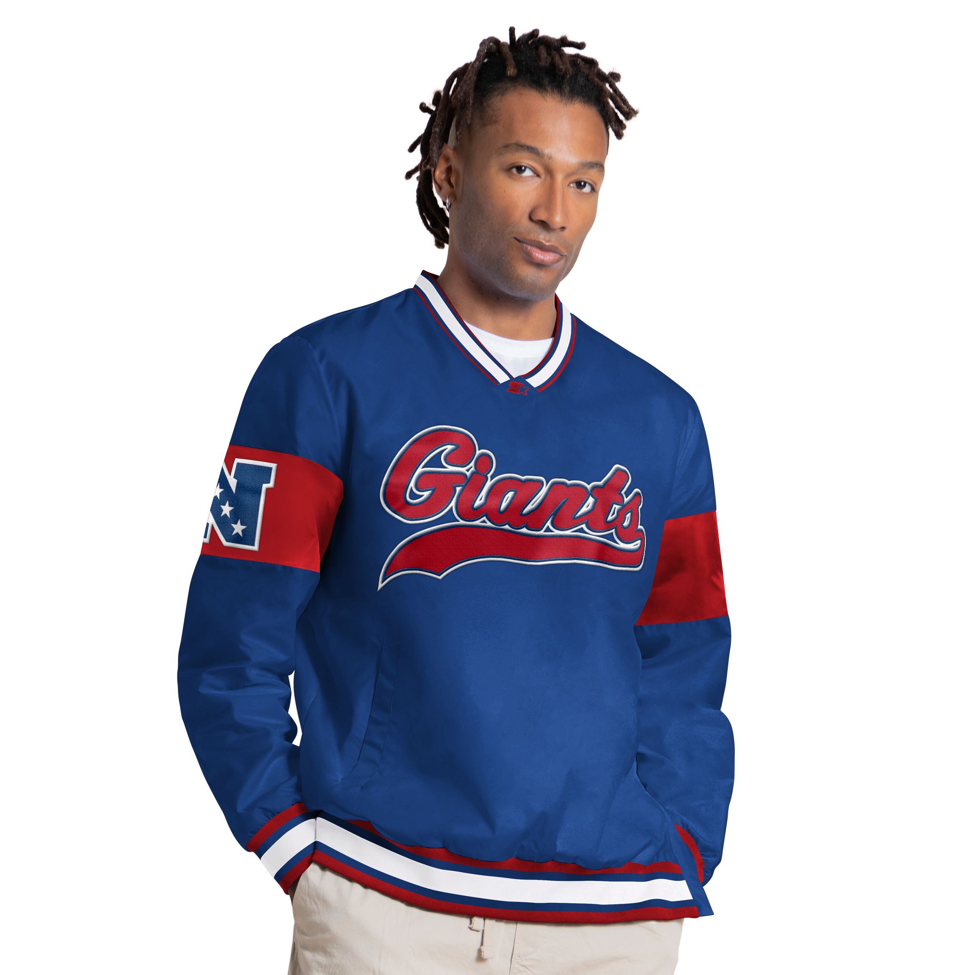 Starter Men's New York Giants Blue Tailsweep Pullover Jacket