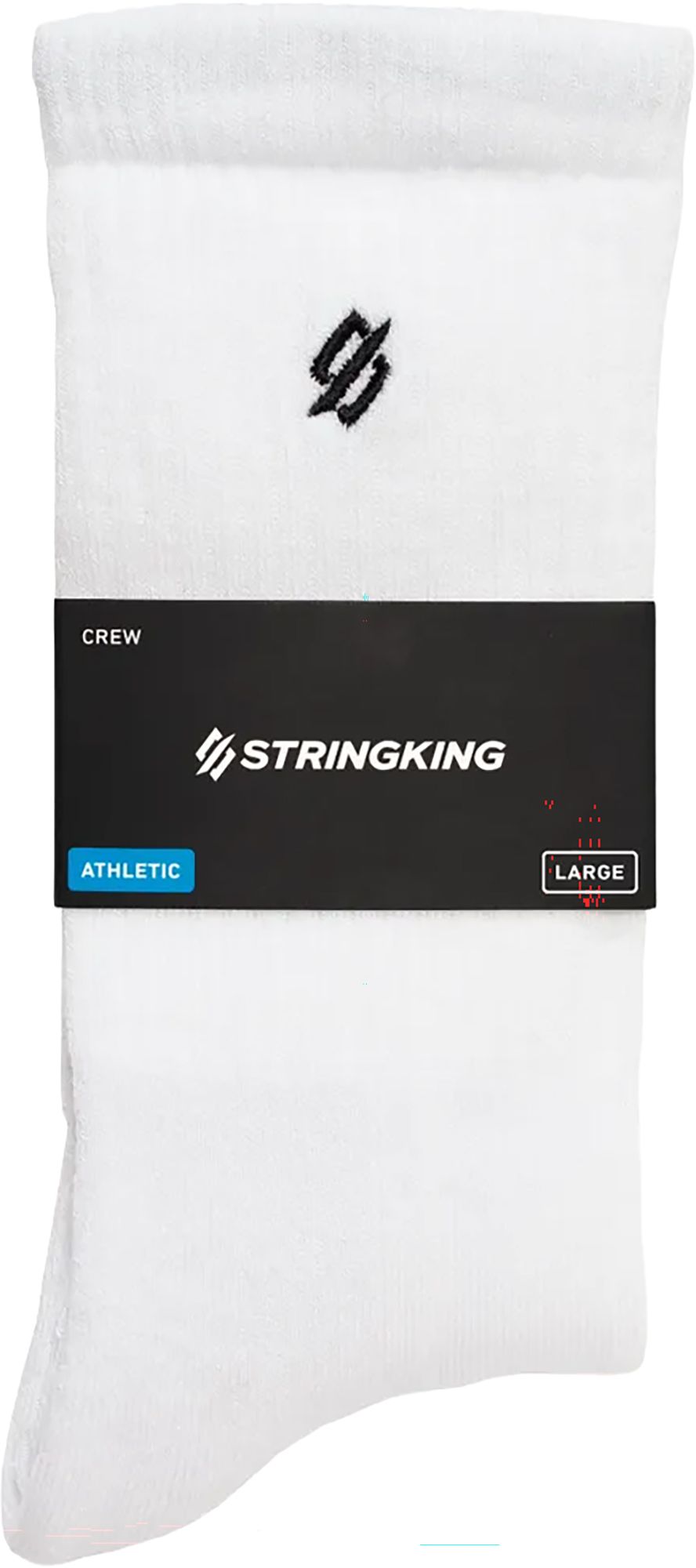 StringKing Athletic Crew Socks 4 Pack, Men's, Medium, White