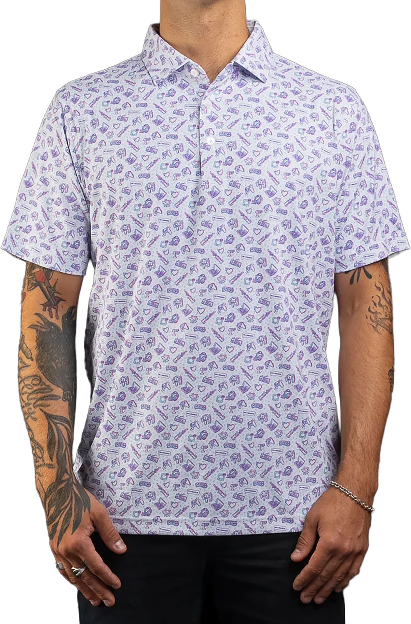 SWAG Men's Video Gamer Classic Golf Polo, Medium, Purple