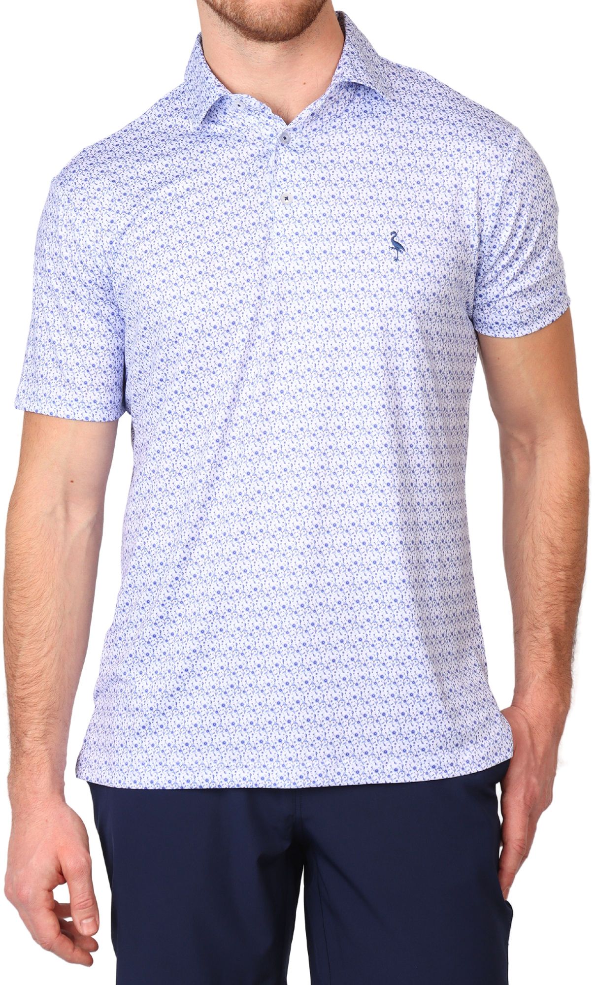 TailorByrd Men's Floral Chain Performance Polo