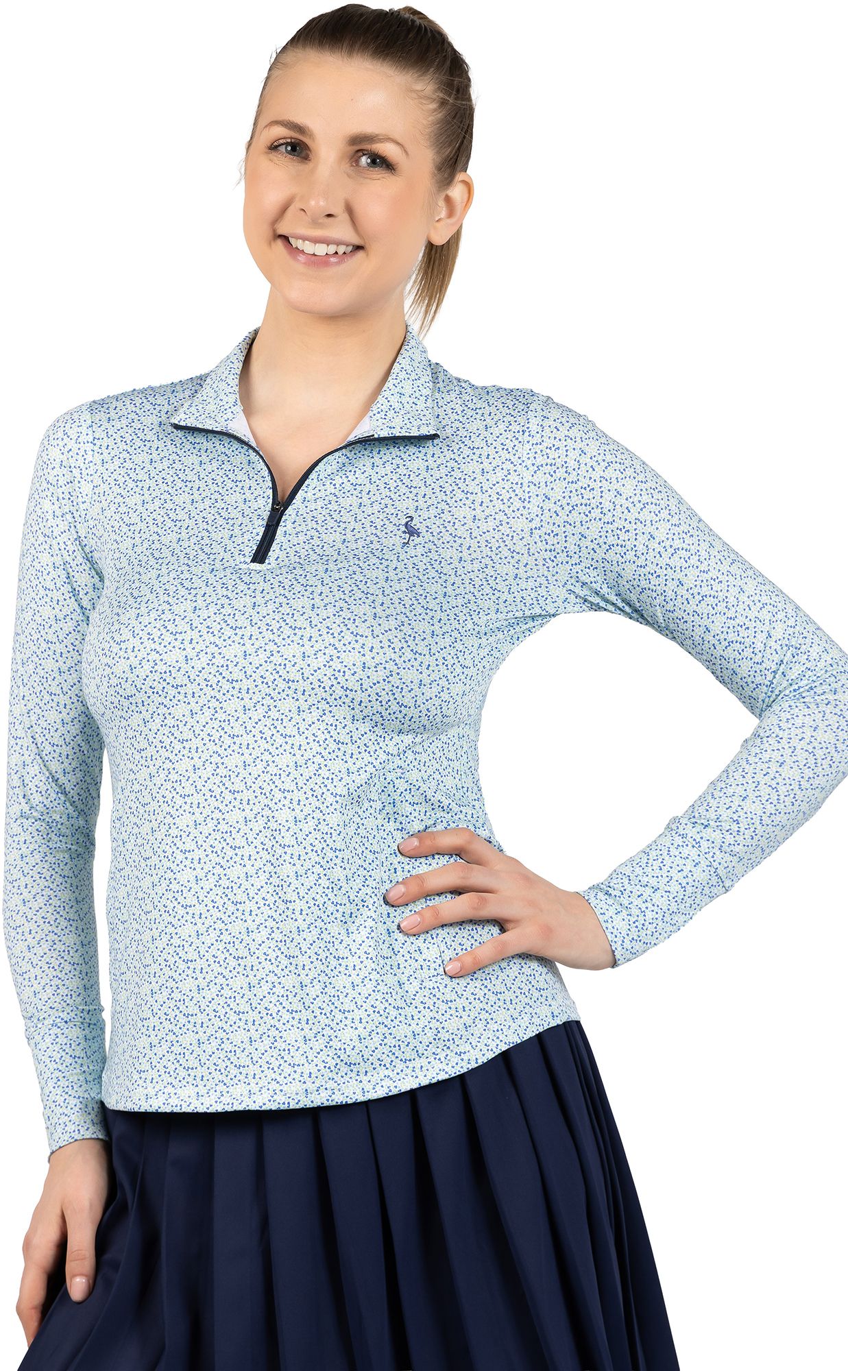 TailorByrd Women's Ditsy Floral Printed Quarter Zip