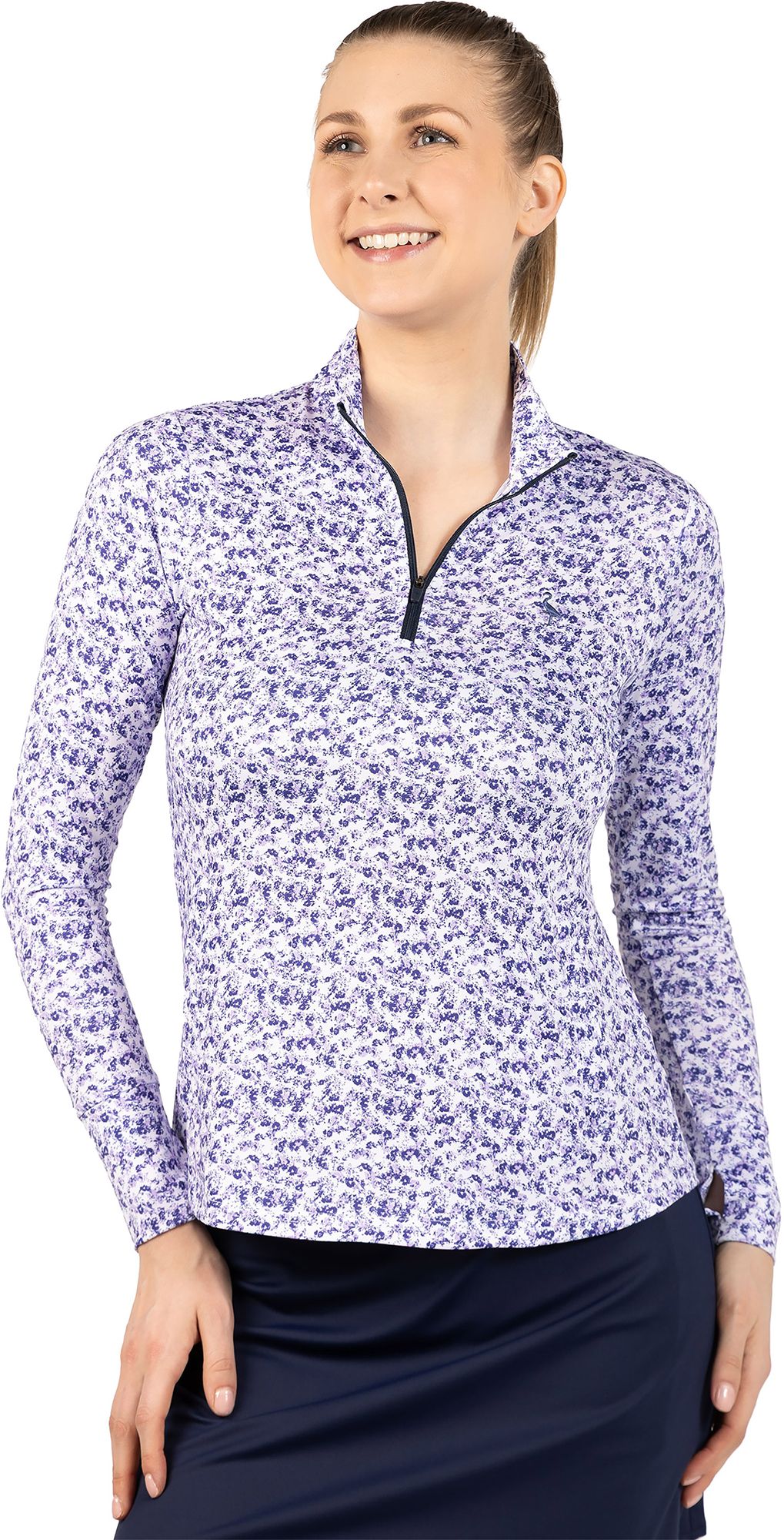 TailorByrd Men's Ditzy Floral Printed Quarter Zip