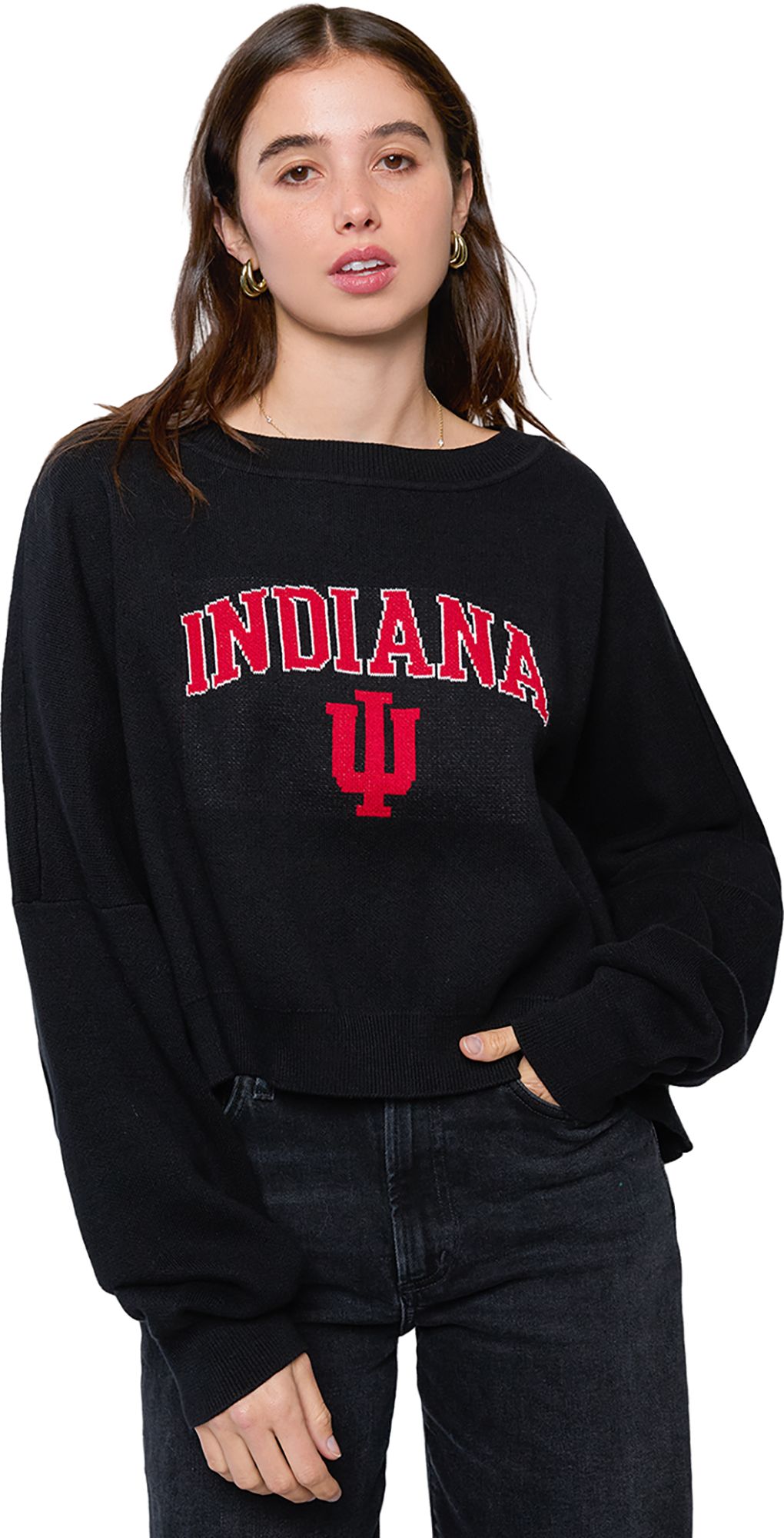 Hype and Vice Women's Indiana Hoosiers Ivy Black Knit Sweater
