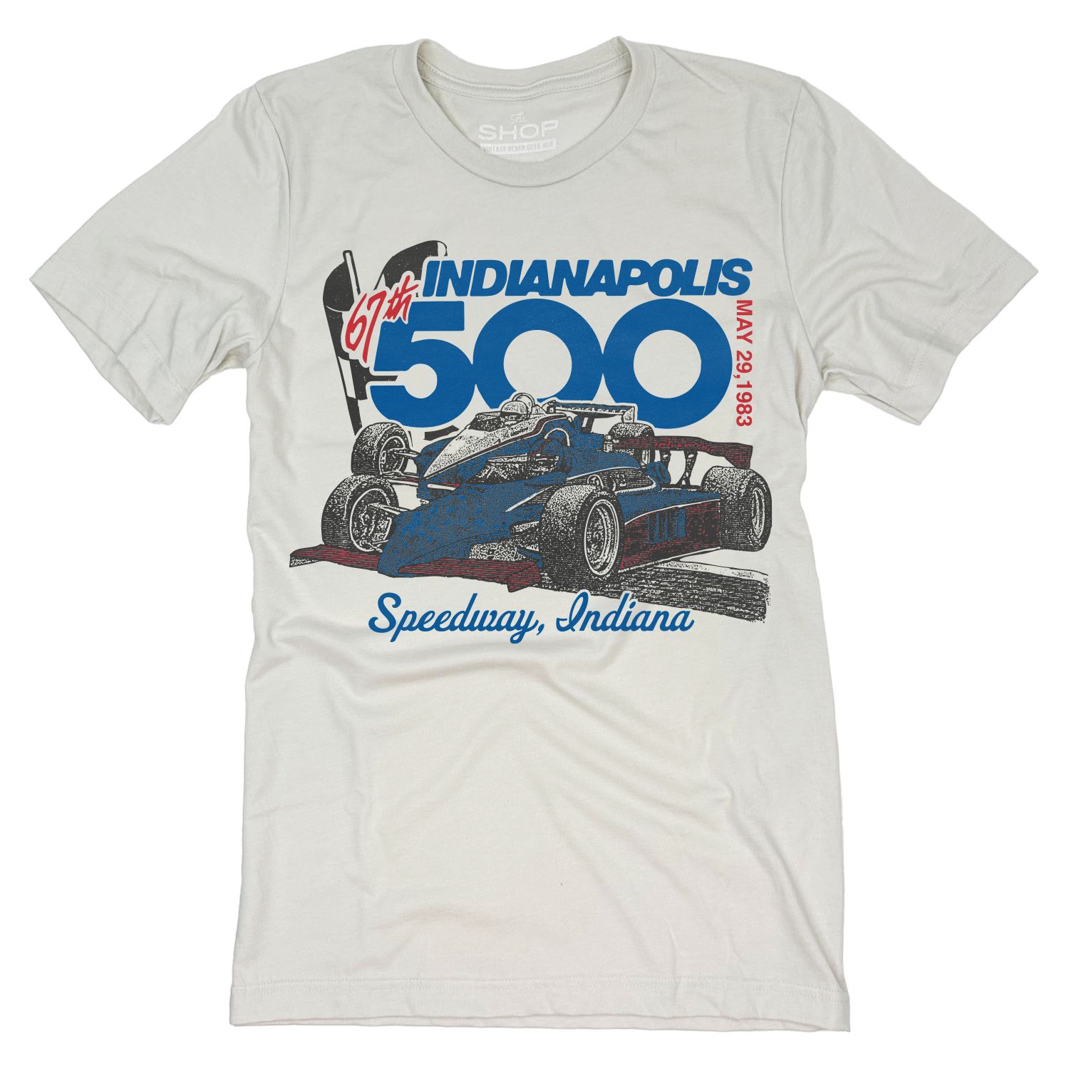 The Shop Adult Indy 500 Oatmeal 1983 Event T-Shirt