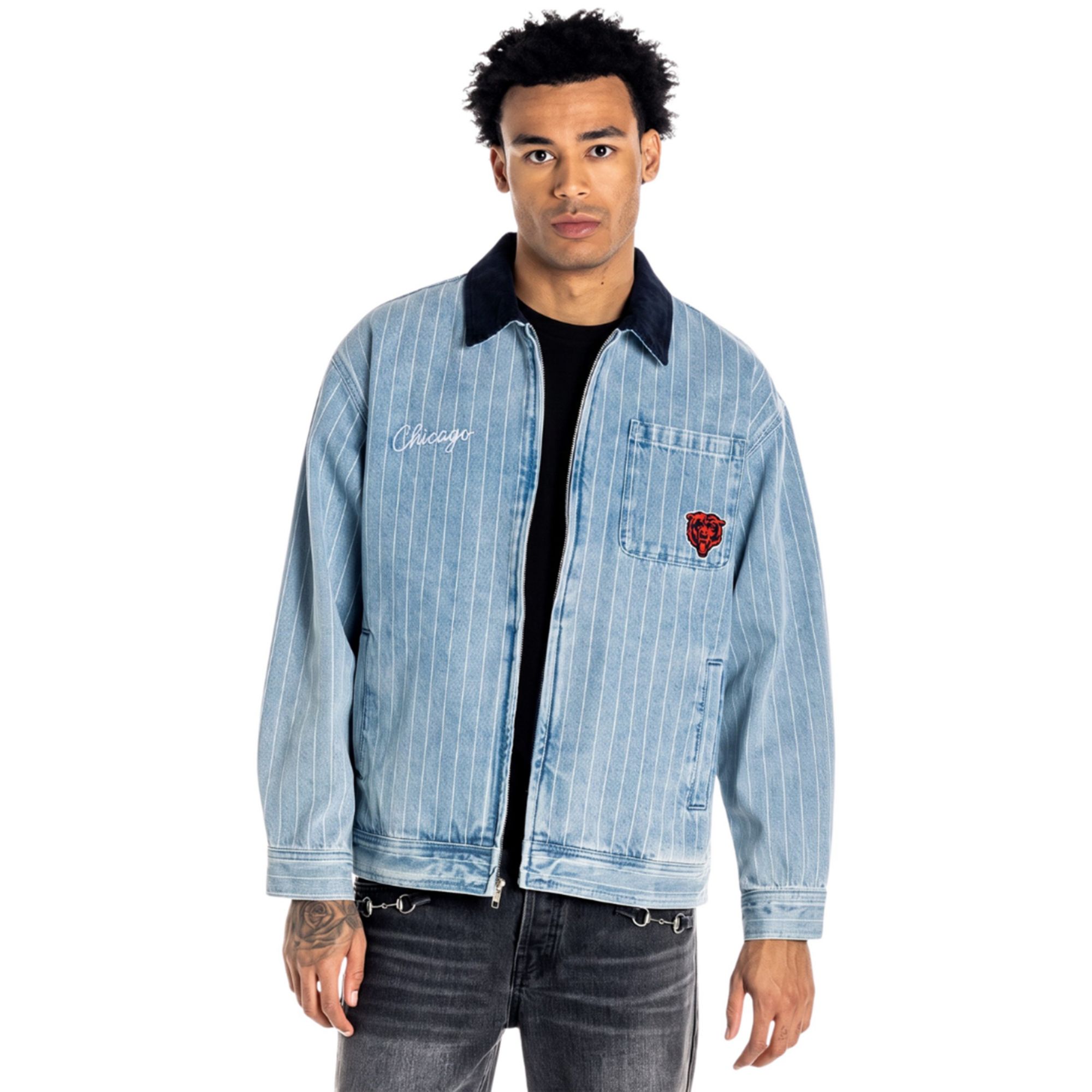 The Wild Collective Women's Chicago Bears Conduct Denim Full-Zip Jacket
