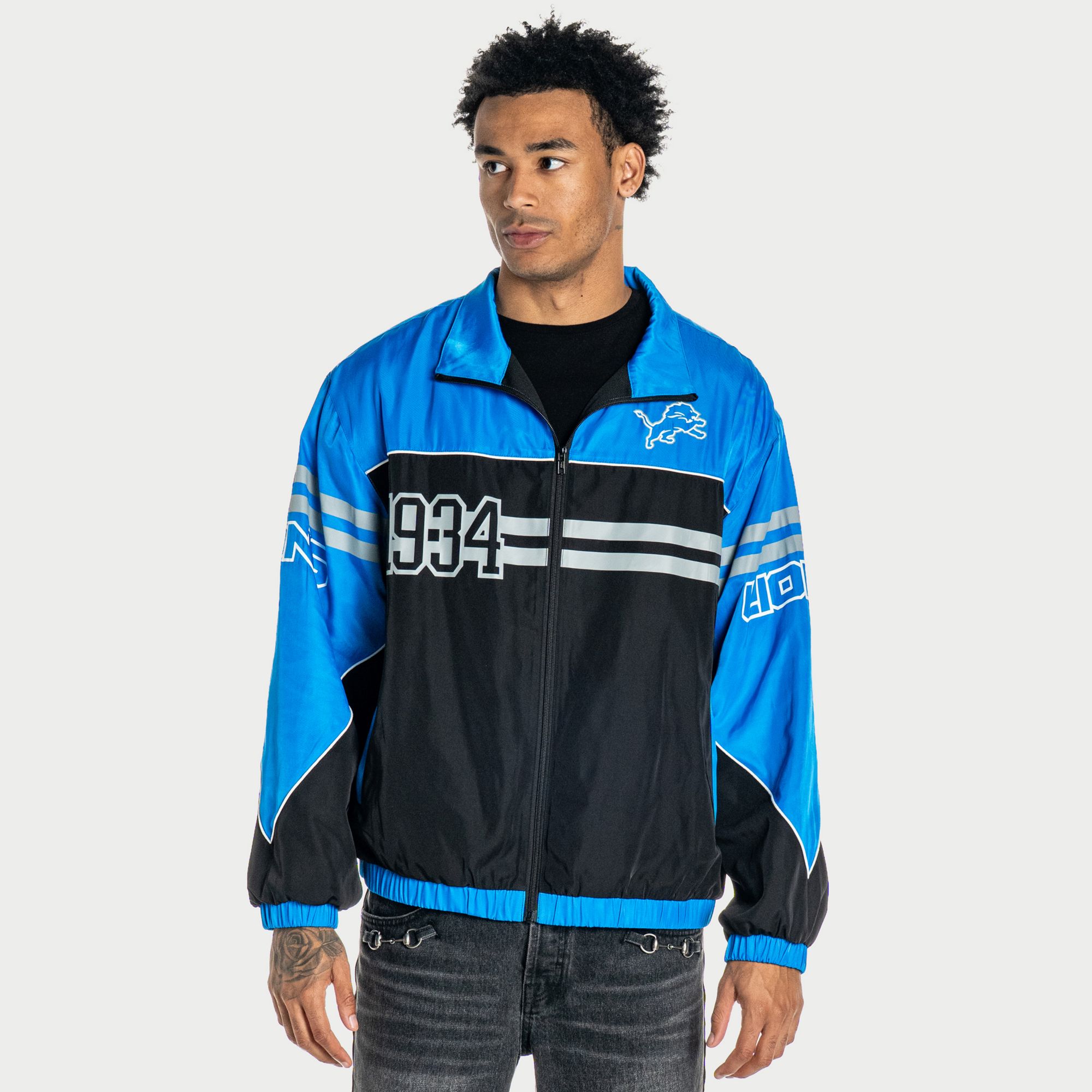 The Wild Collective Women's Detroit Lions Oversized Full-Zip Track Jacket