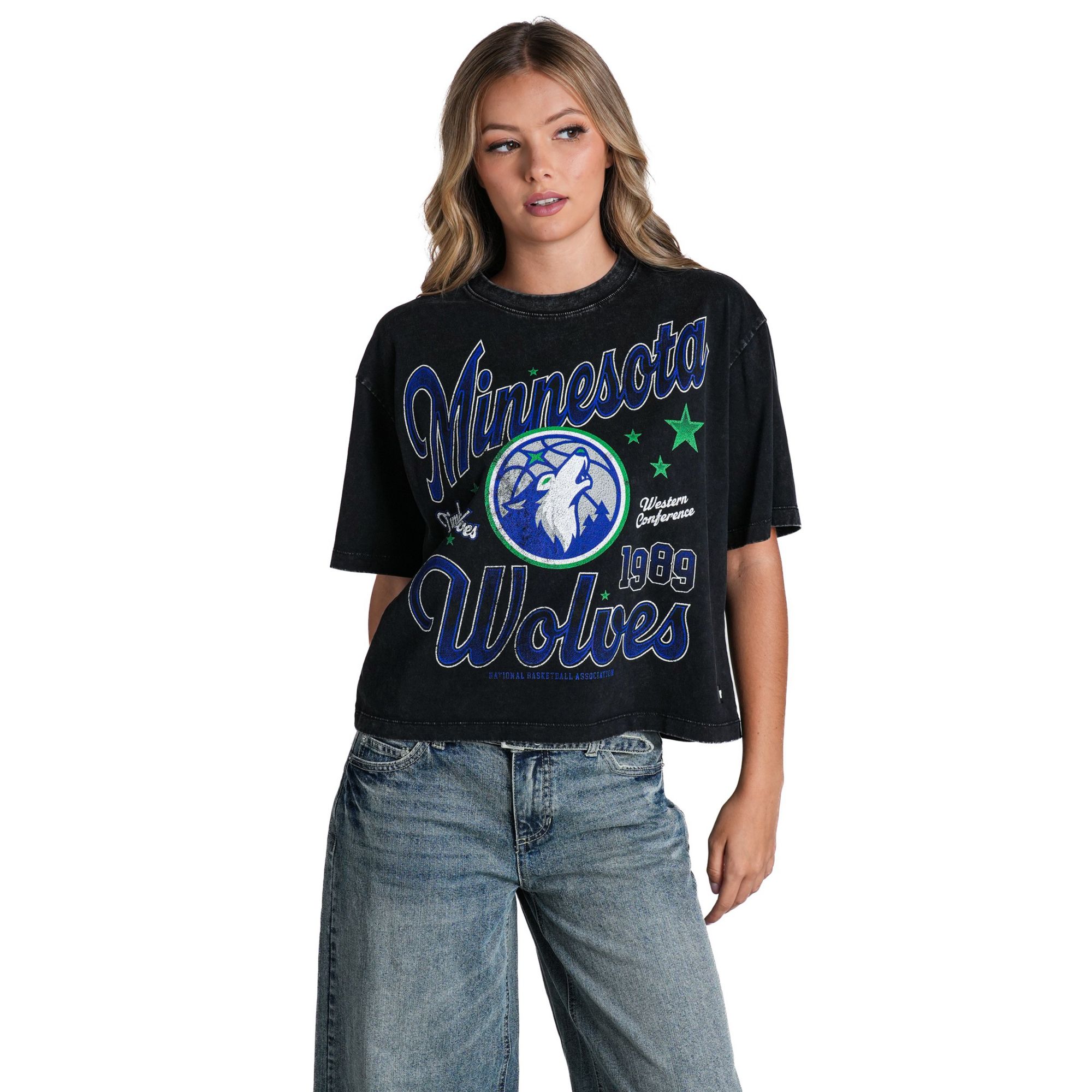 The Wild Collective Women's Minnesota Timberwolves Washed Band Graphic T-Shirt