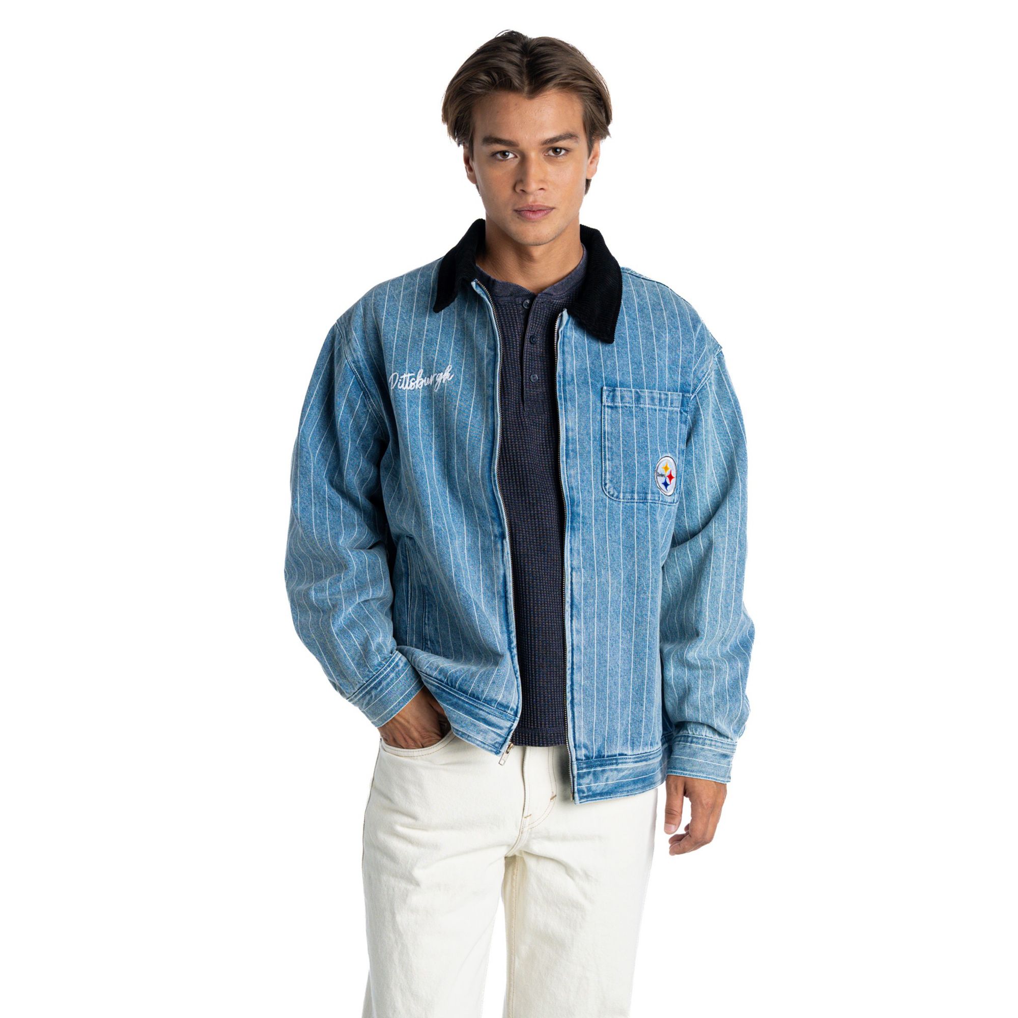 The Wild Collective Women's Pittsburgh Steelers Conduct Denim Full-Zip Jacket