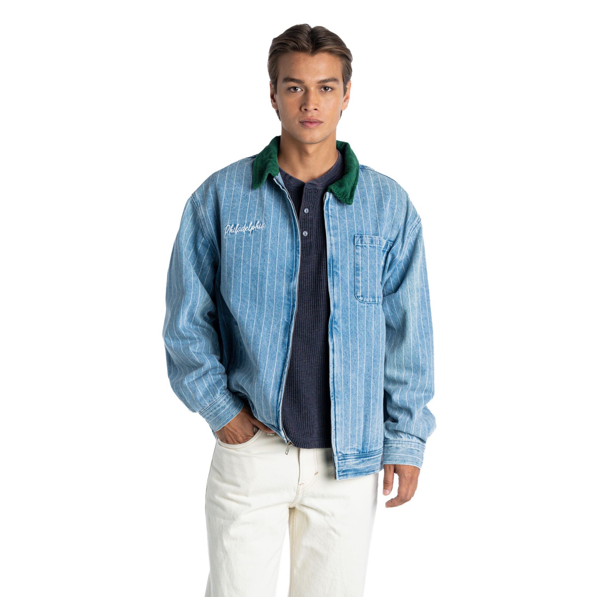 The Wild Collective Women's Philadelphia Eagles Conduct Denim Full-Zip Jacket
