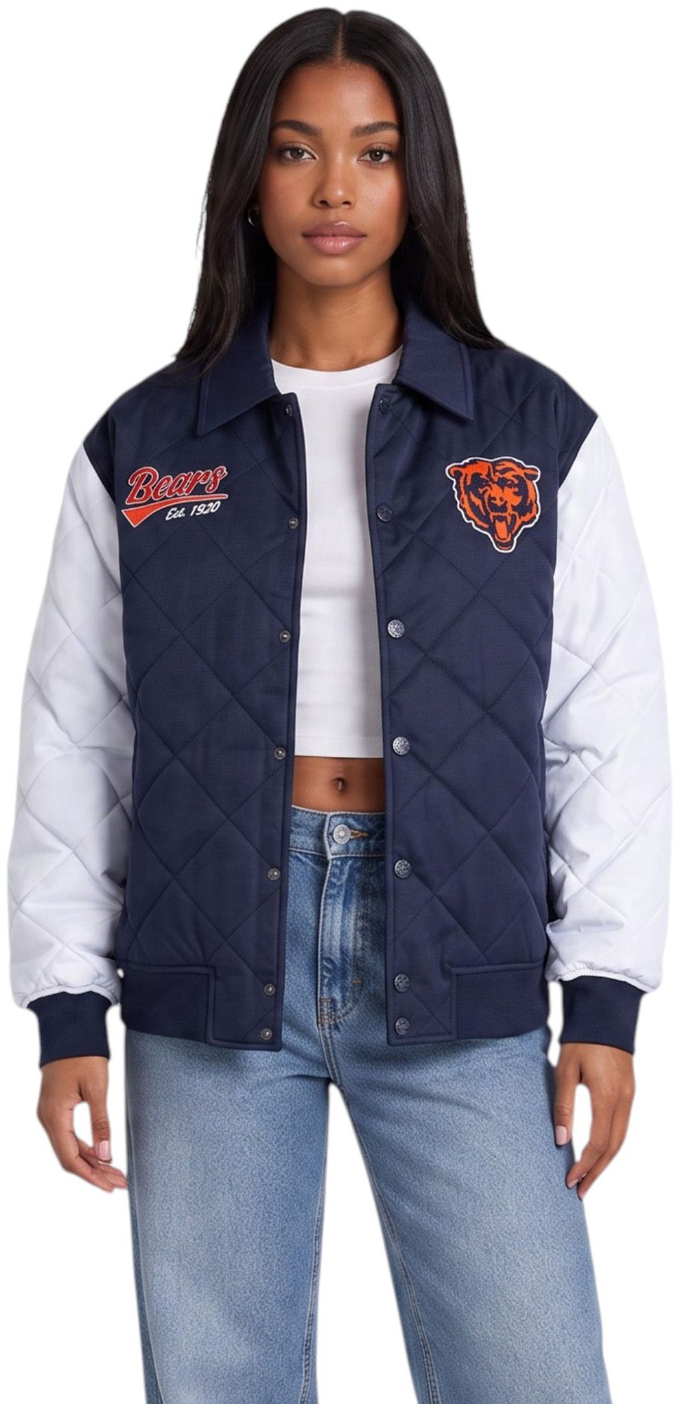 The Wild Collective Women's Chicago Bears Quilted Bomber