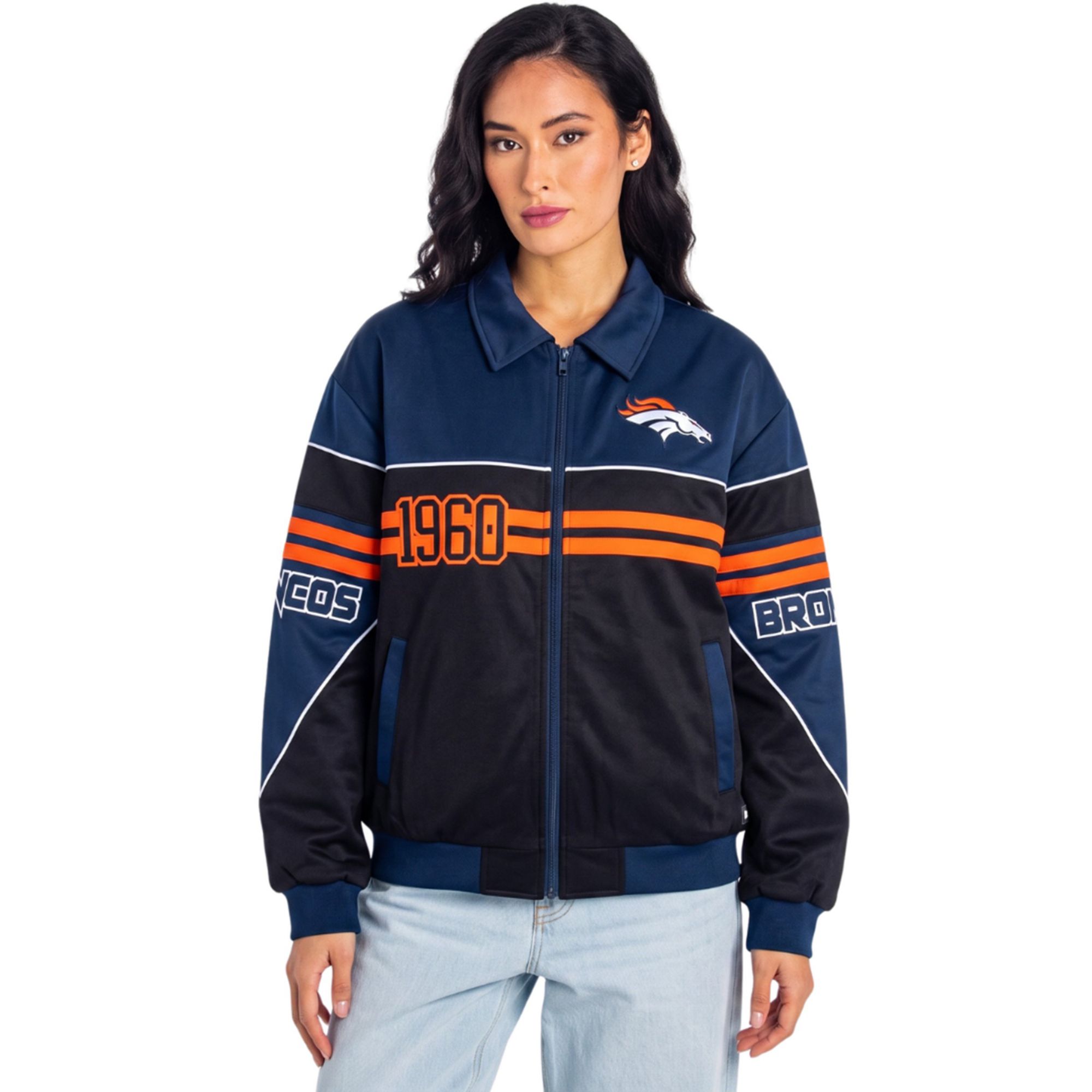 The Wild Collective Women's Denver Broncos Oversized Full-Zip Track Jacket