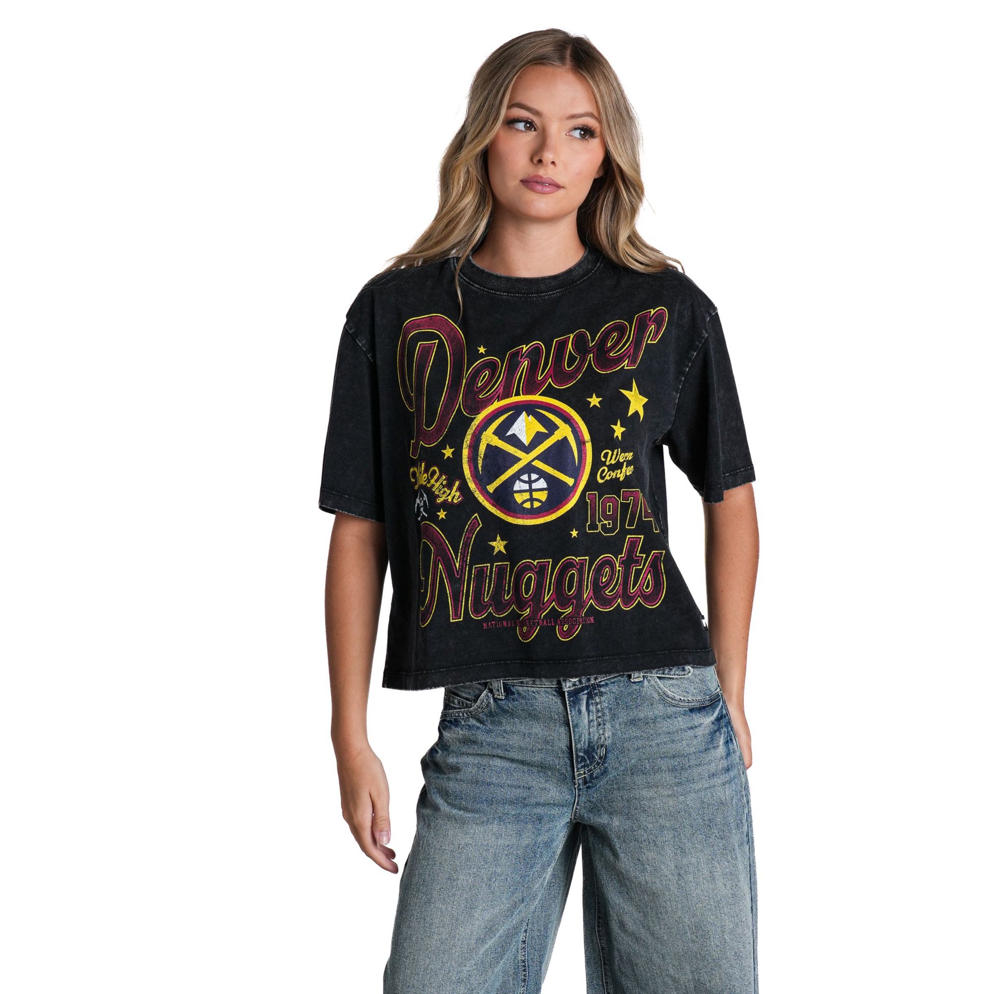The Wild Collective Women's Denver Nuggets Washed Band Graphic T-Shirt