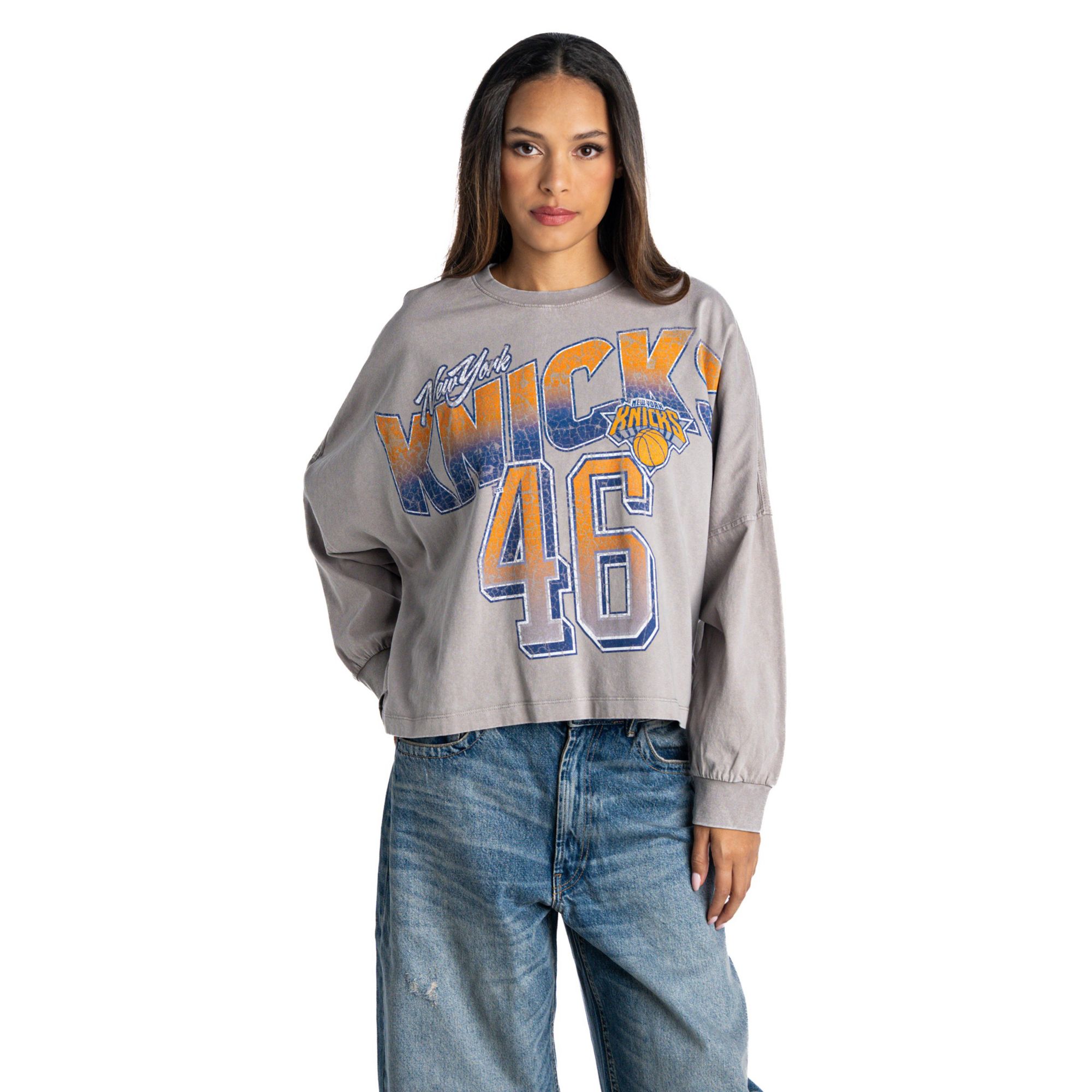 The Wild Collective Women's New York Knicks Heavyweight Graphic Long Sleeve Shirt