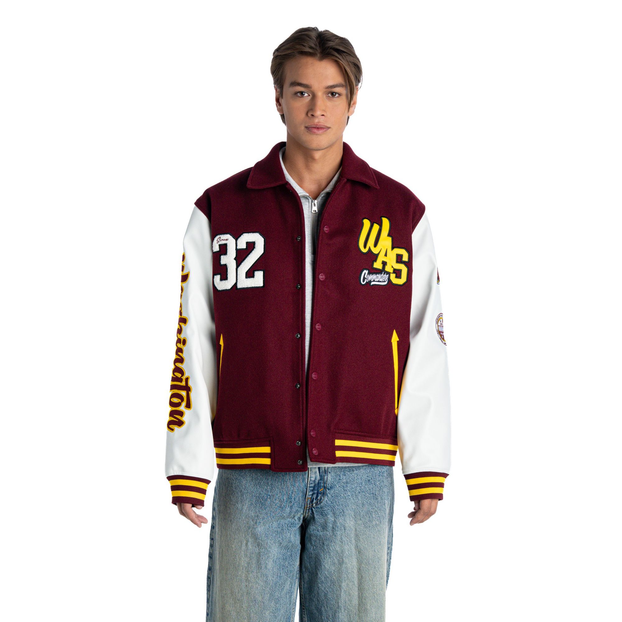 The Wild Collective Women's Washington Commanders Collar Varsity Jacket