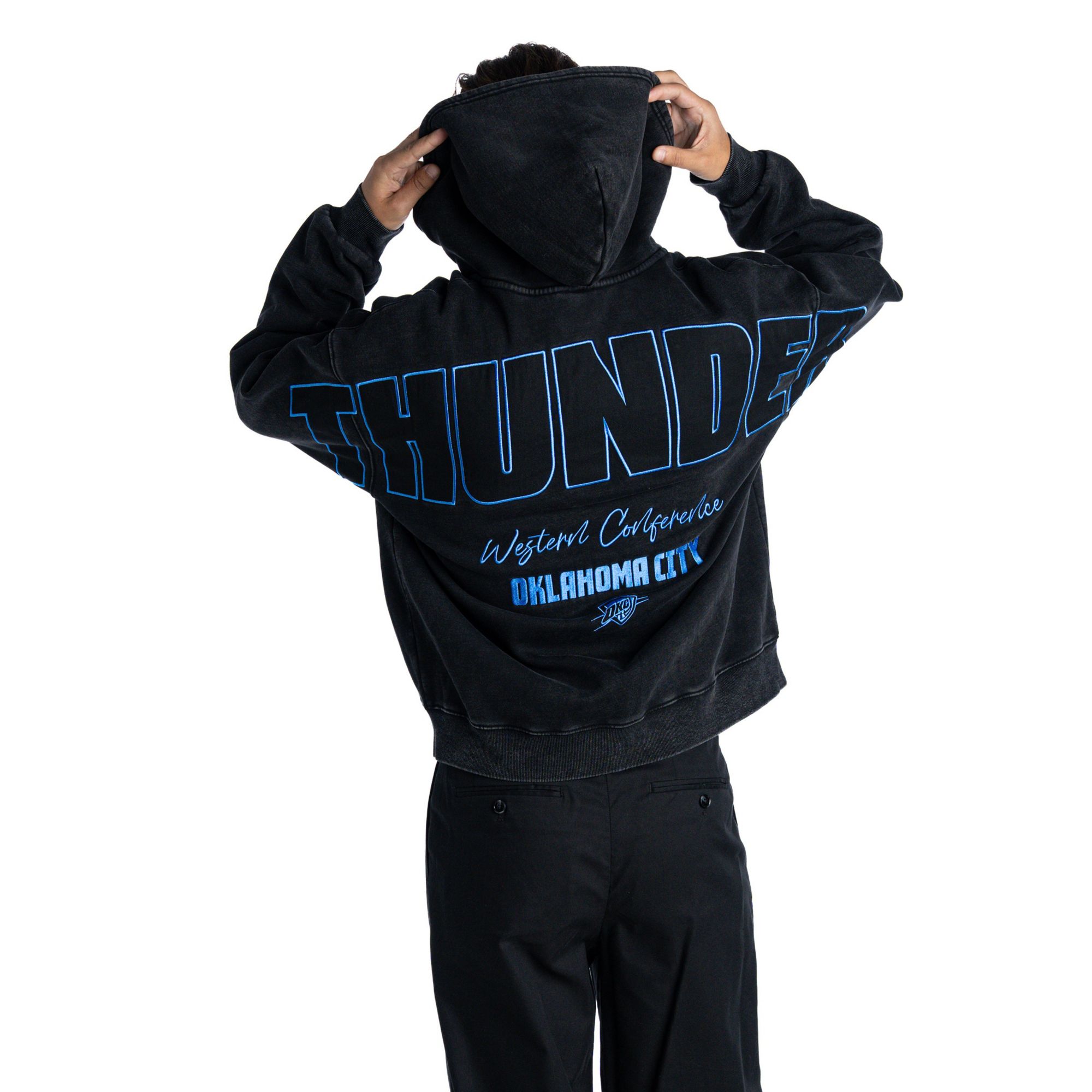The Wild Collective Women's Oklahoma City Thunder Oversized Full-Zip Hoodie, Large, Black