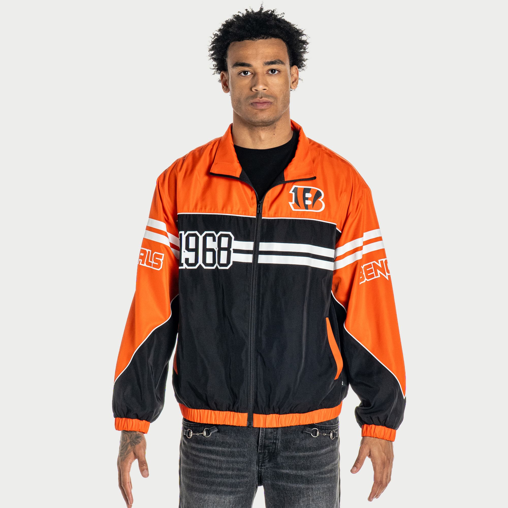 The Wild Collective Women's Cincinnati Bengals Oversized Full-Zip Track Jacket