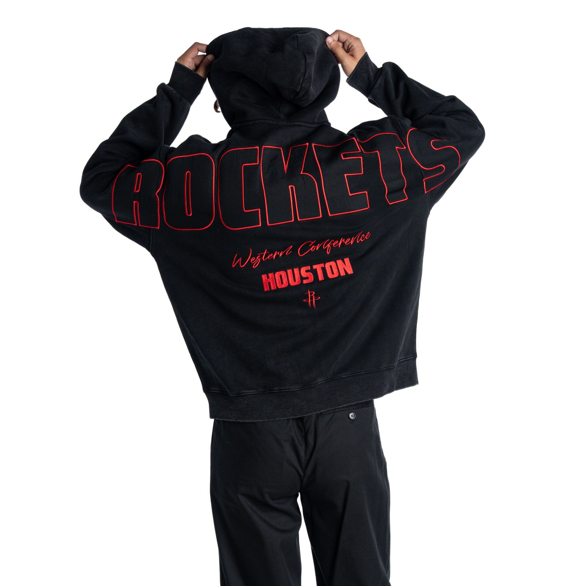 The Wild Collective Women's Houston Rockets Oversized Full-Zip Hoodie, Black