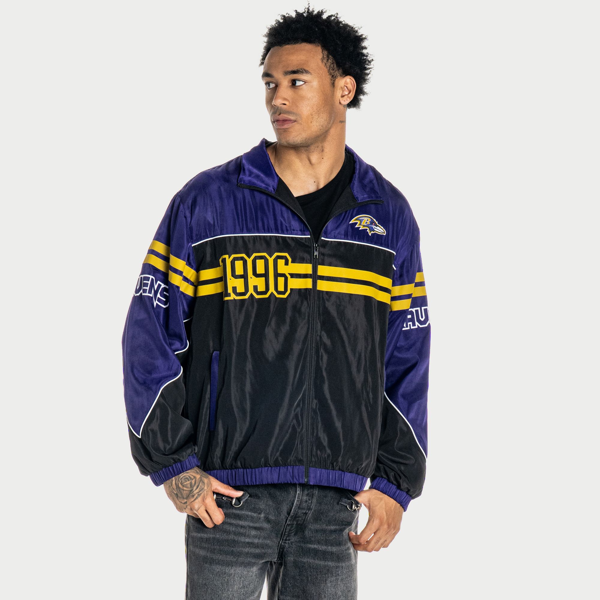 The Wild Collective Women's Baltimore Ravens Oversized Full-Zip Track Jacket