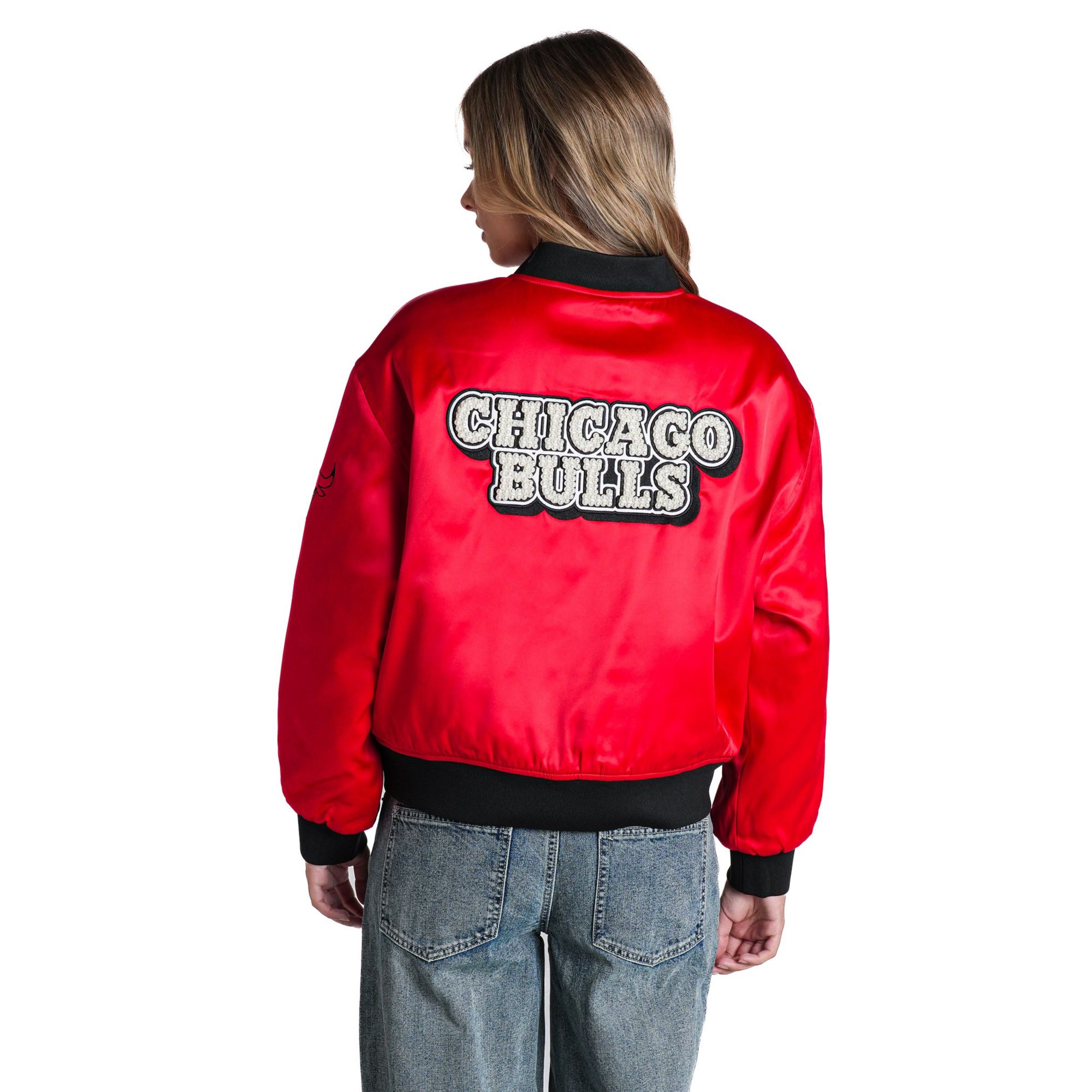 The Wild Collective Women's Chicago Bulls Pearl Satin Jacket