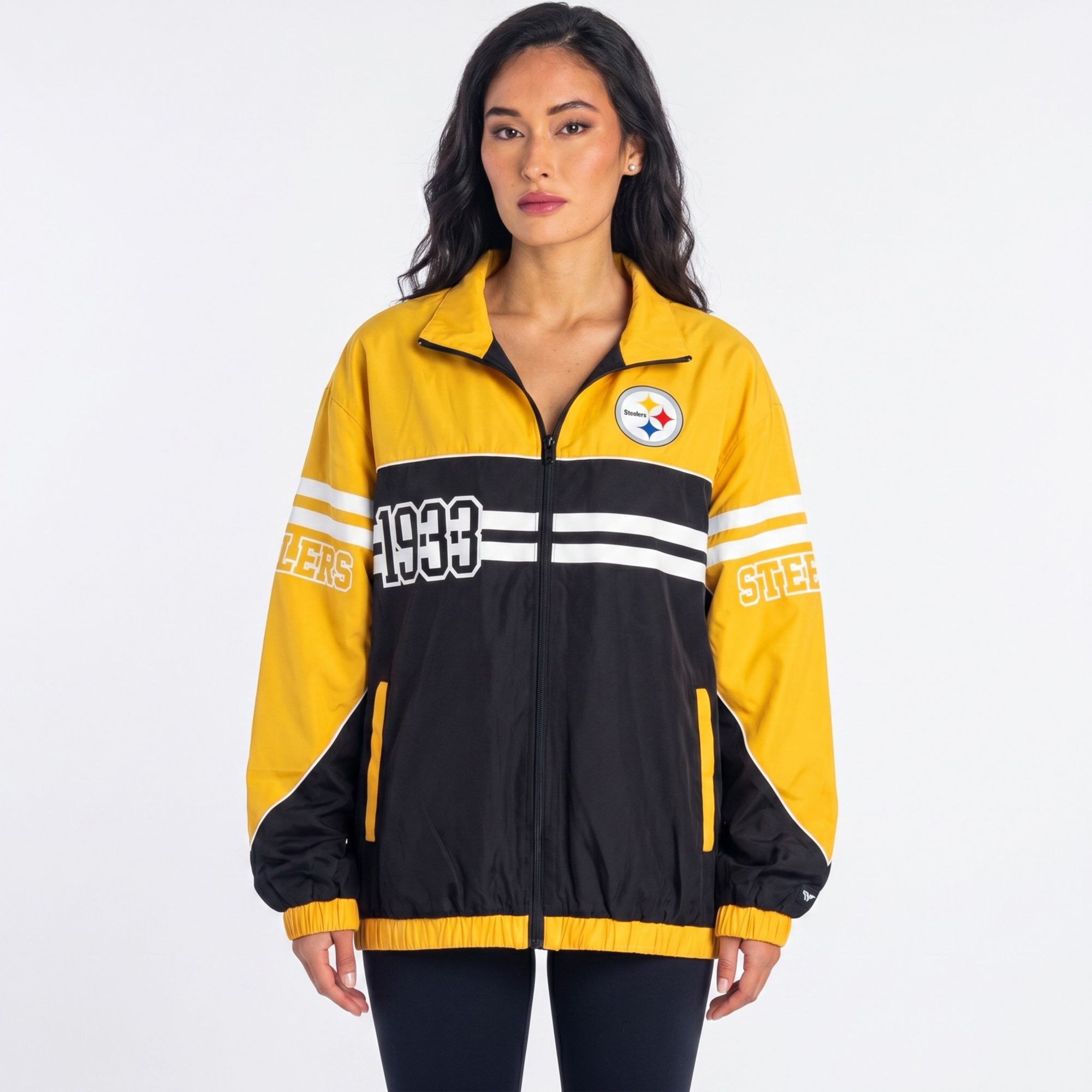 The Wild Collective Women's Pittsburgh Steelers Oversized Full-Zip Track Jacket
