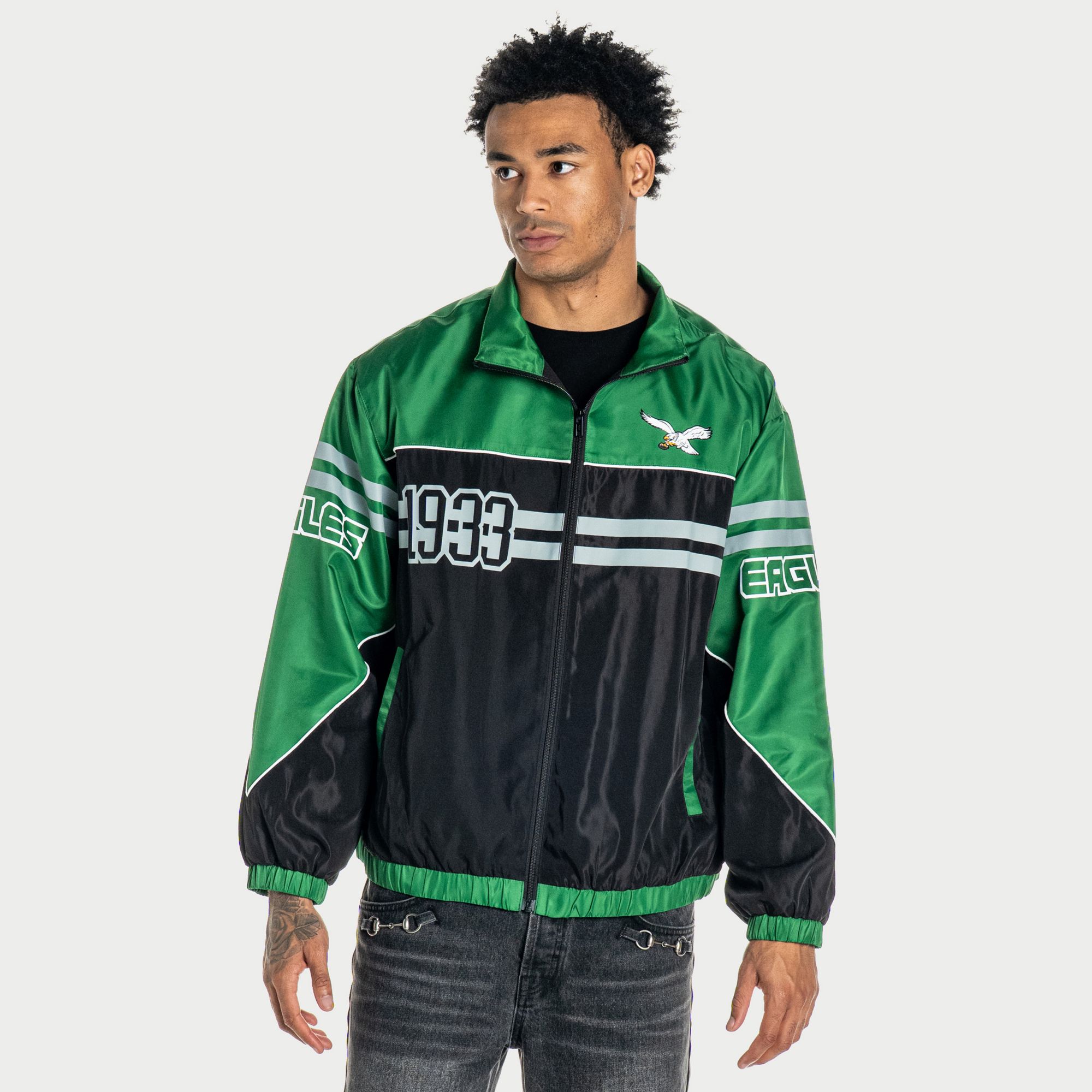 The Wild Collective Women's Philadelphia Eagles Oversized Full-Zip Track Jacket