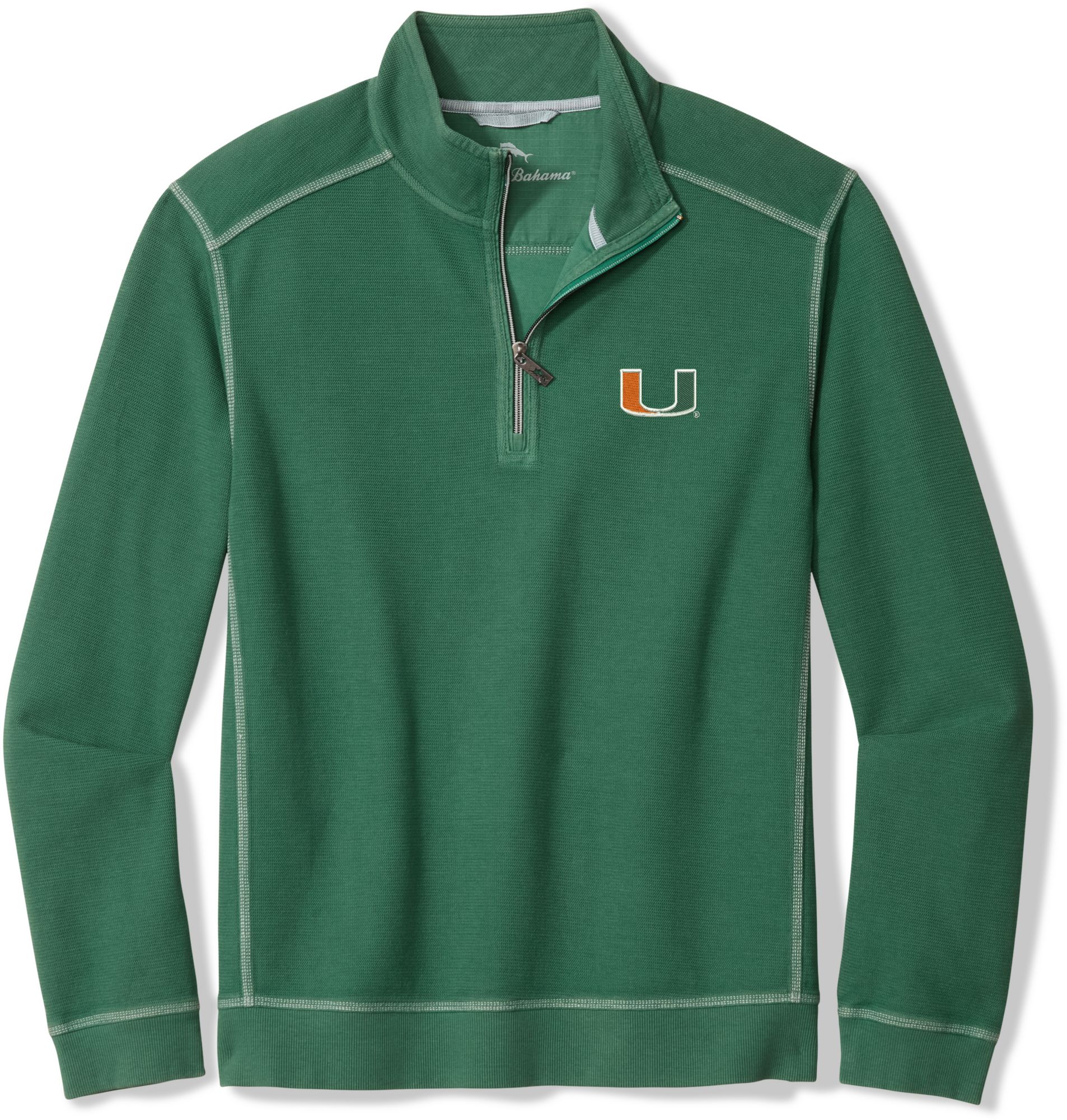 Tommy Bahama Men's Miami Hurricanes Green Montego Bay 1/2 Zip Jacket