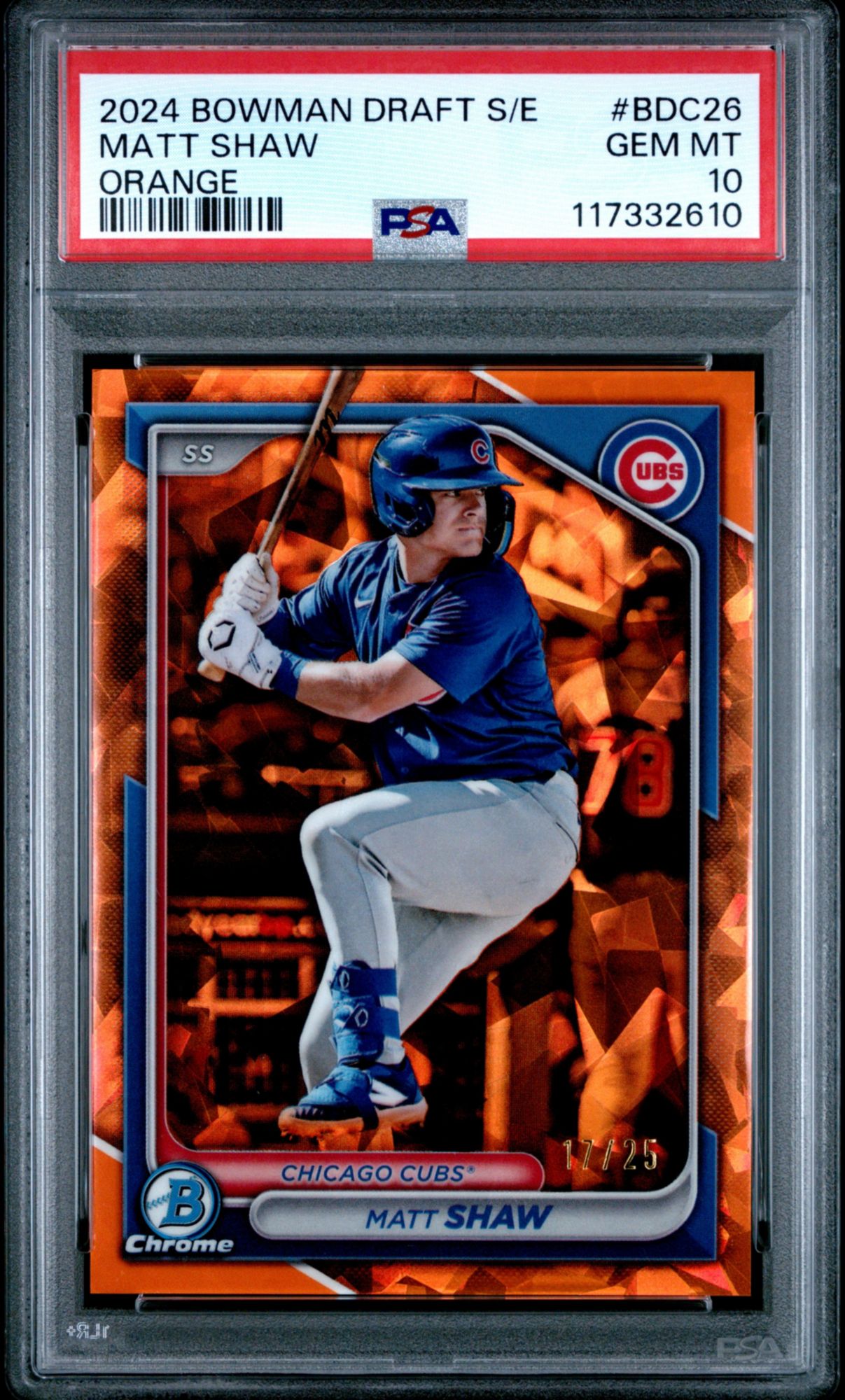 2024 Bowman Draft Sapphire Edition BDC26 Matt Shaw Orange PSA 10