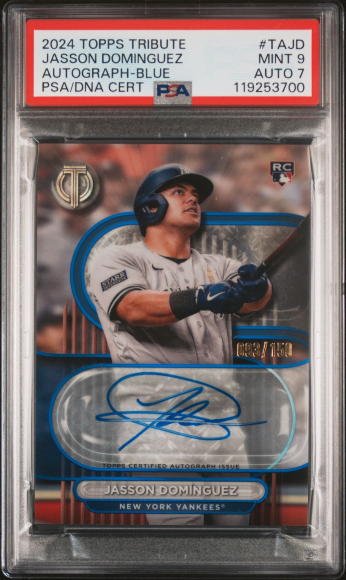 2024 Topps Tribute Tribute Autographs TAJD Jasson Dominguez Blue PSA 9