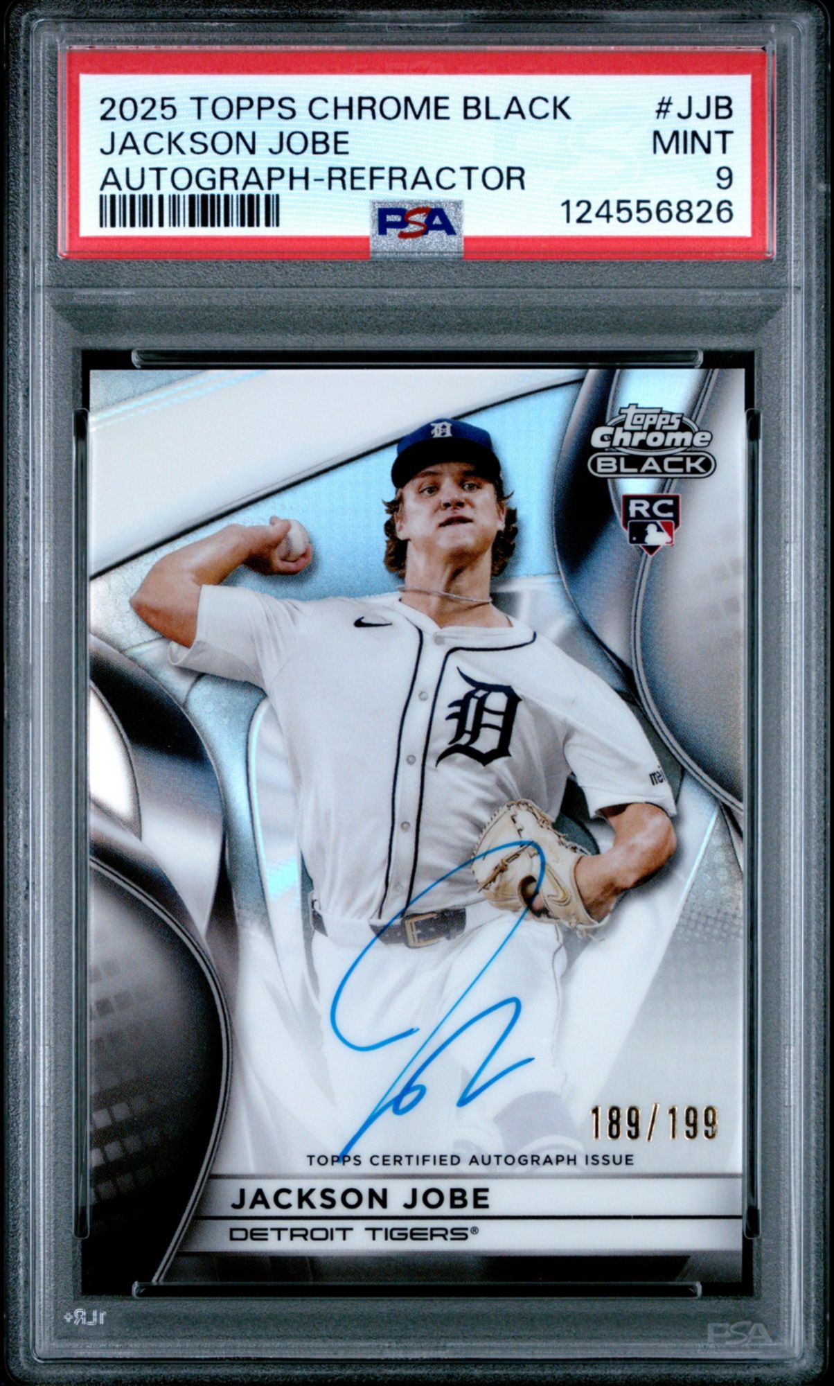 2025 Topps Chrome Black Autographs JJB Jackson Jobe Refractor PSA 9