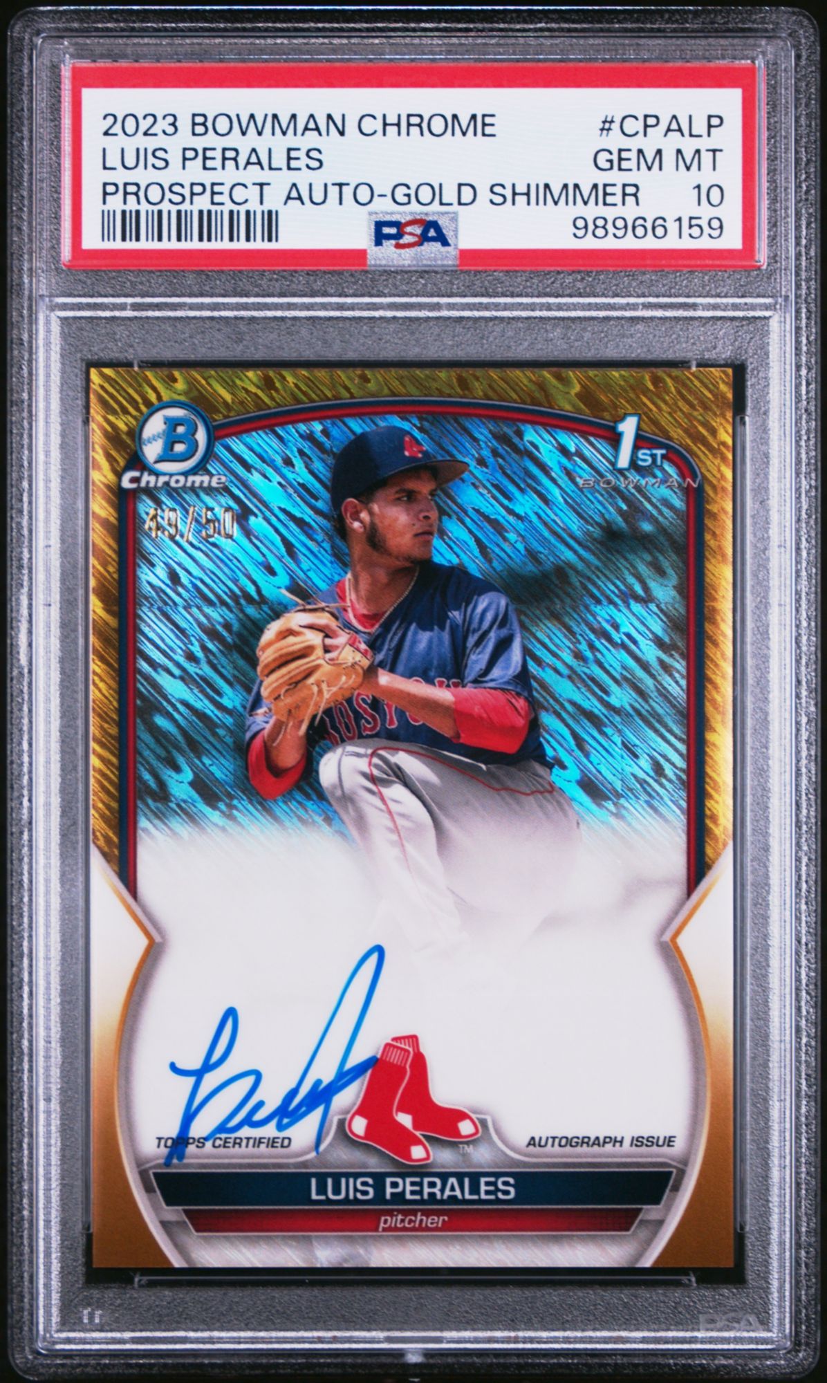 2023 Bowman Chrome Prospect Autographs CPALP Luis Perales Gold Shimmer PSA 10