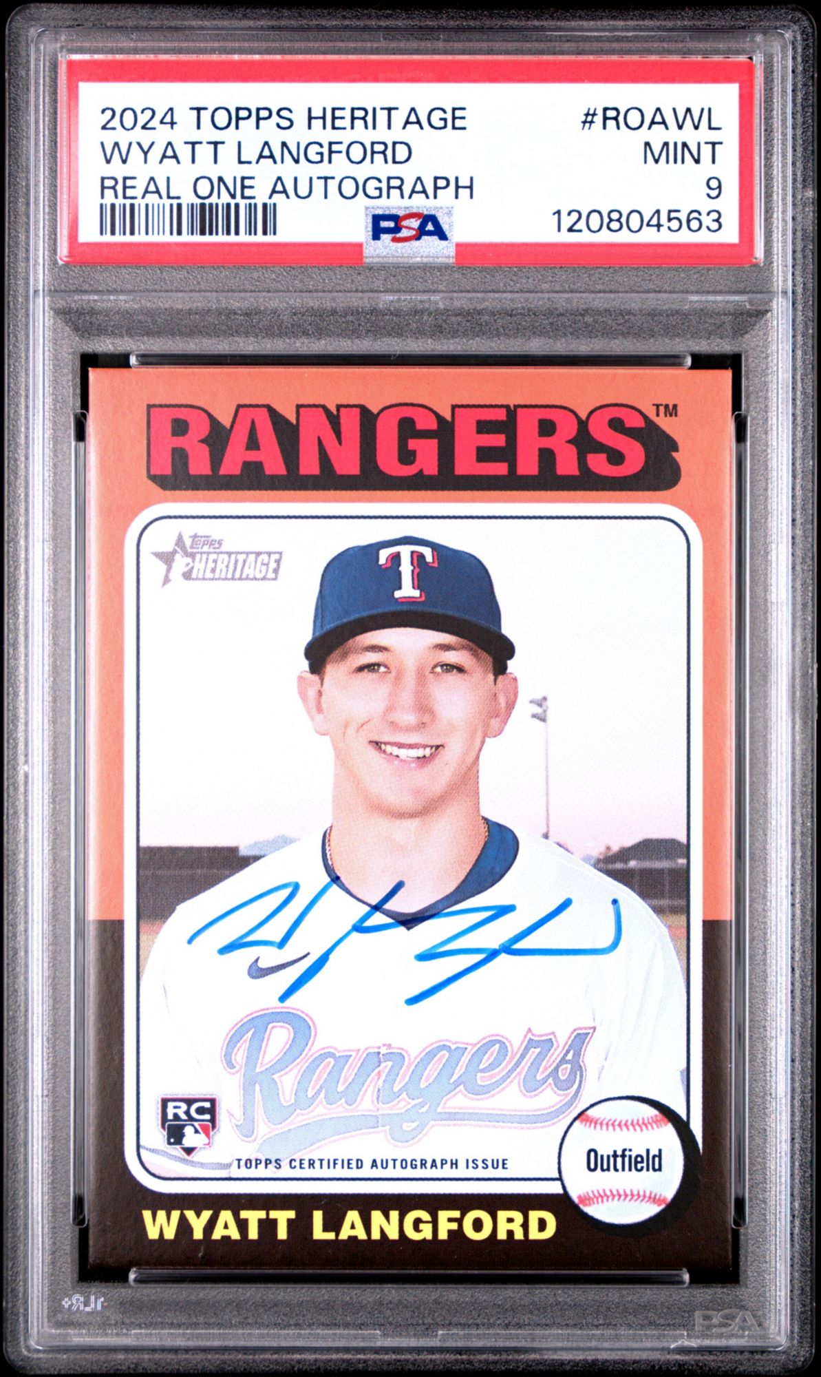 2024 Topps Heritage Real One Autographs ROAWL Wyatt Langford PSA 9