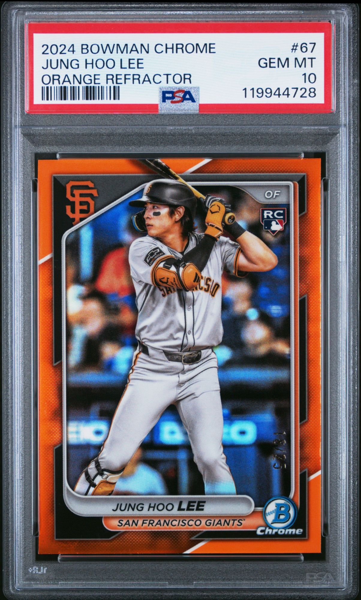 2024 Bowman Chrome 67 Jung Hoo Lee Orange Refractor PSA 10