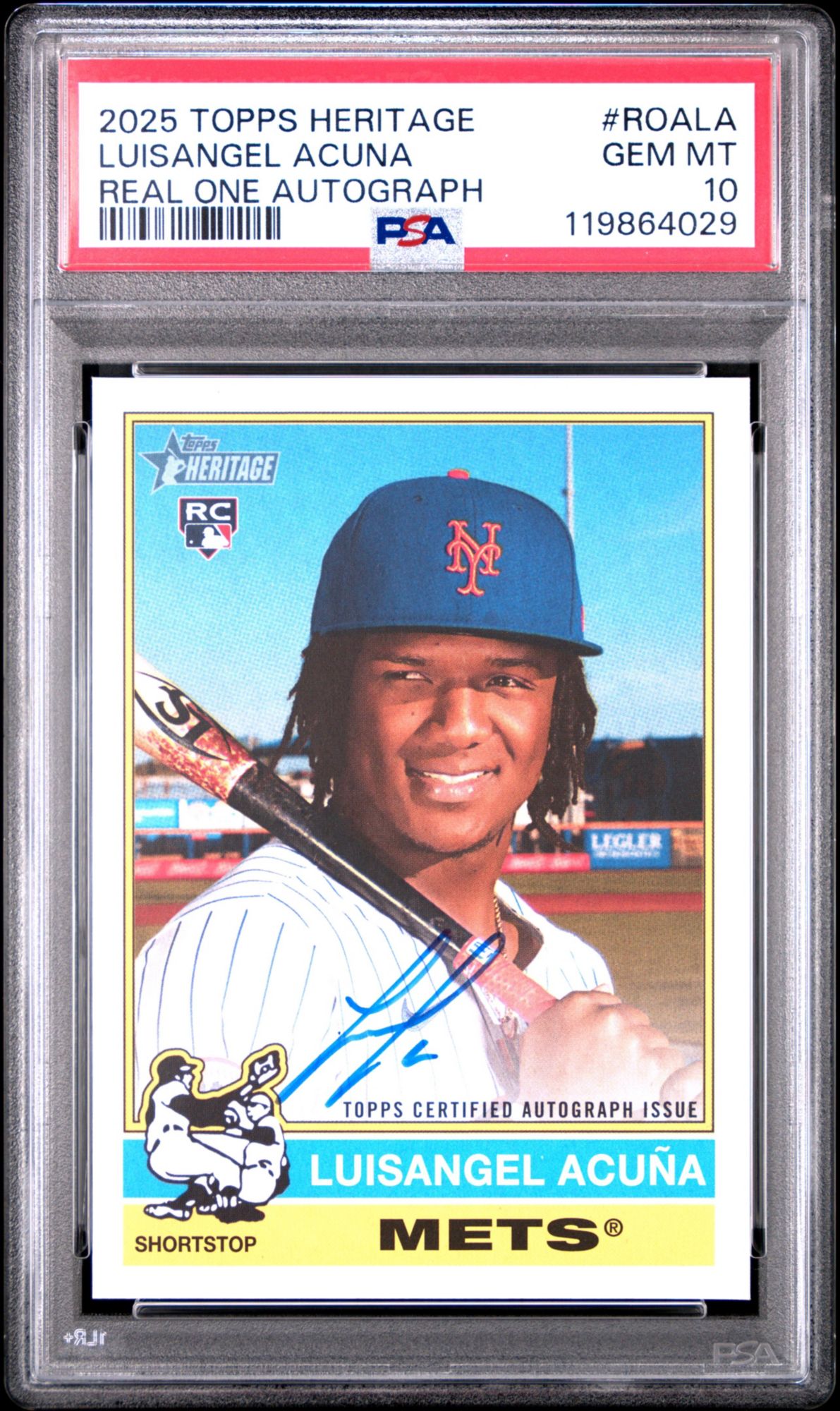 2025 Topps Heritage Real One Autographs Roala Luisangel Acuna PSA 10
