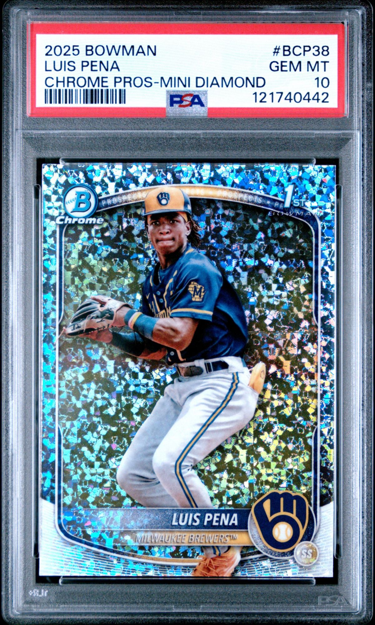 2025 Bowman Chrome Prospects BCP38 Luis Pena Mini Diamond PSA 10