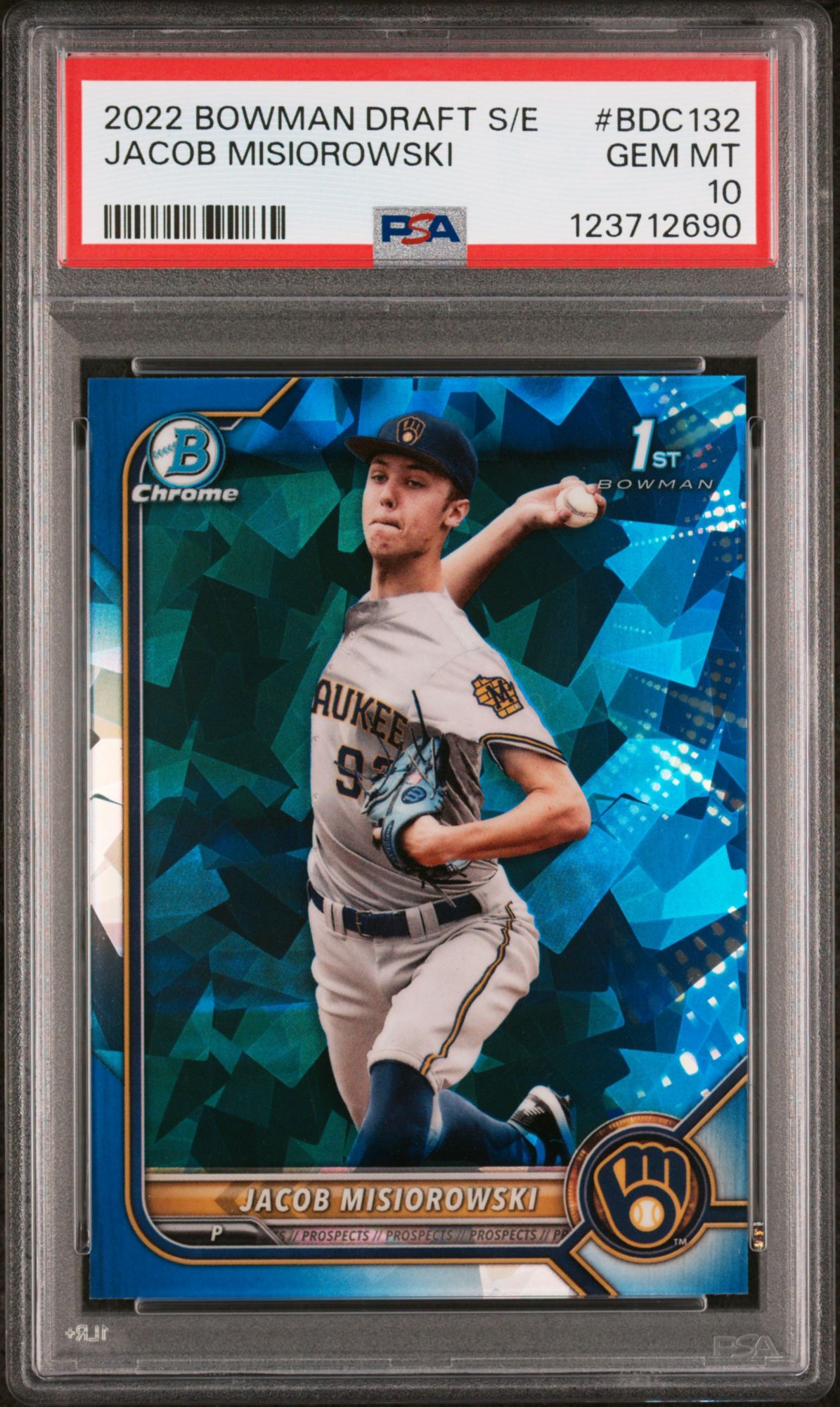 2022 Bowman Draft Chrome Sapphire Edition BDC132 Jacob Misiorowski PSA 10