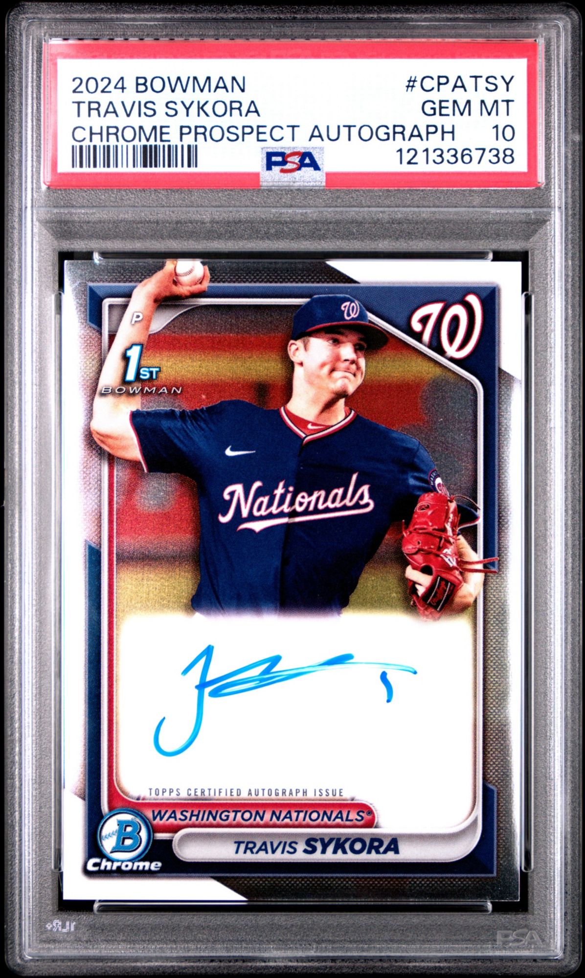 2024 Bowman Chrome Prospect Autographs CPATSY Travis Sykora PSA 10