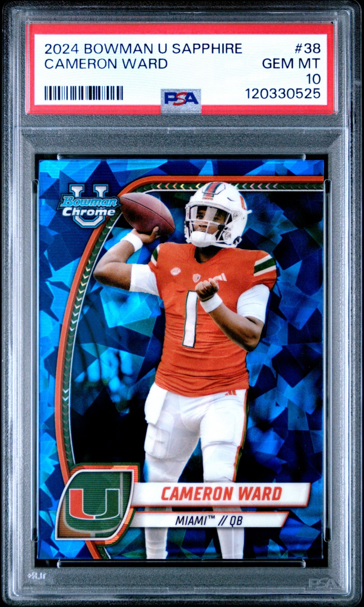 2024 Bowman University Chrome Sapphire 38 Cameron Ward PSA 10