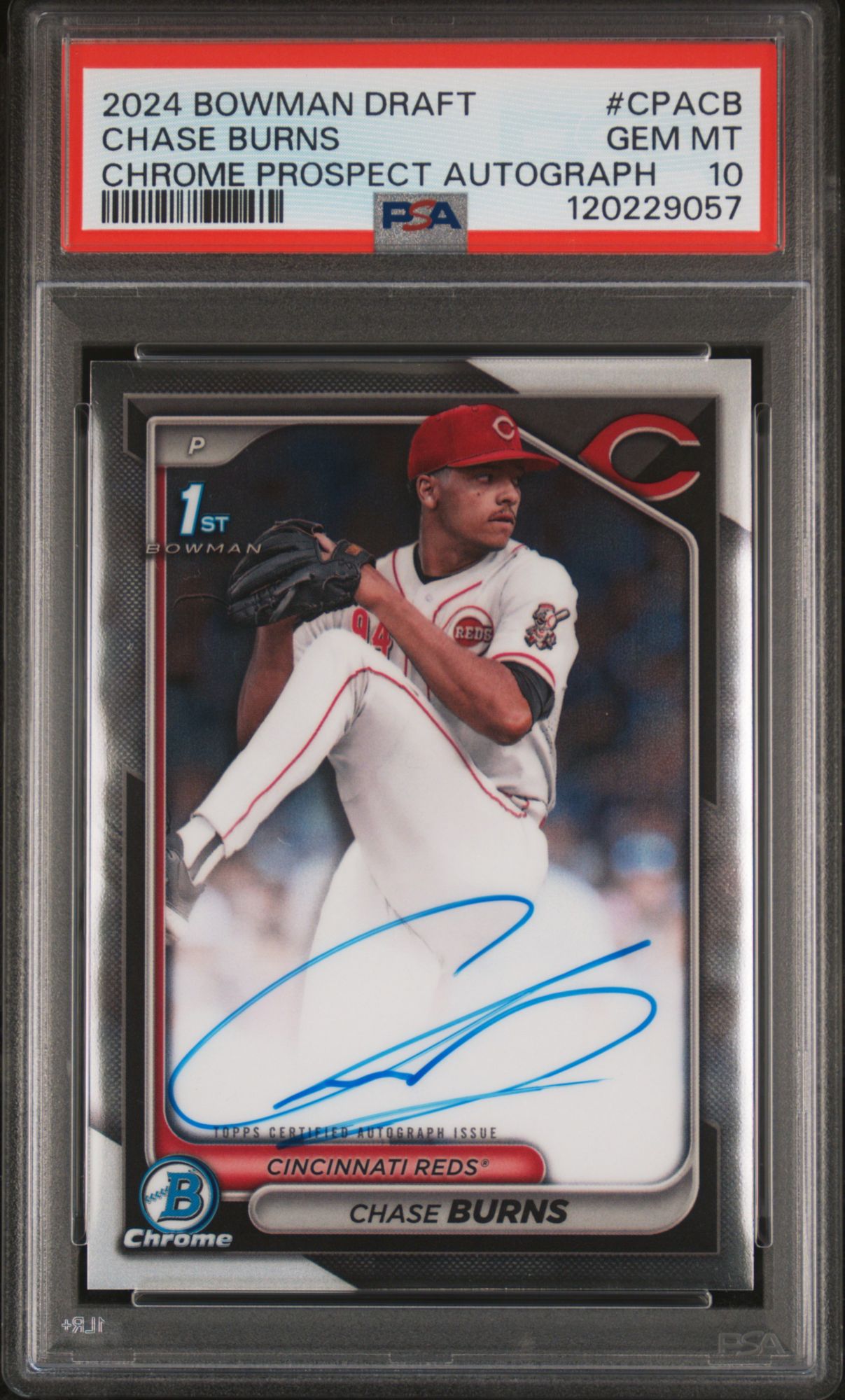 2024 Bowman Draft Chrome Prospect Autographs CPACB Chase Burns PSA 10