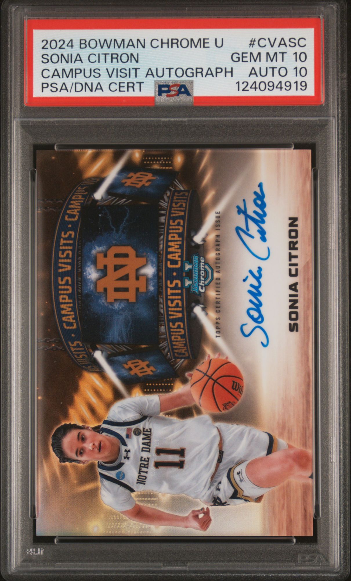 2024 Bowman Chrome University Campus Visit Autographs CVASC Sonia Citron PSA 10
