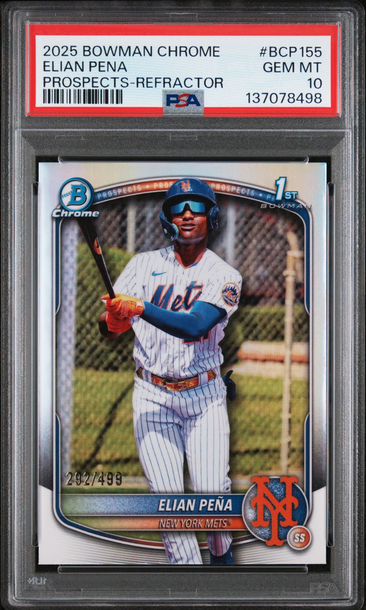 2025 Bowman Chrome Prospects BCP155 Elian Pena Refractor PSA 10