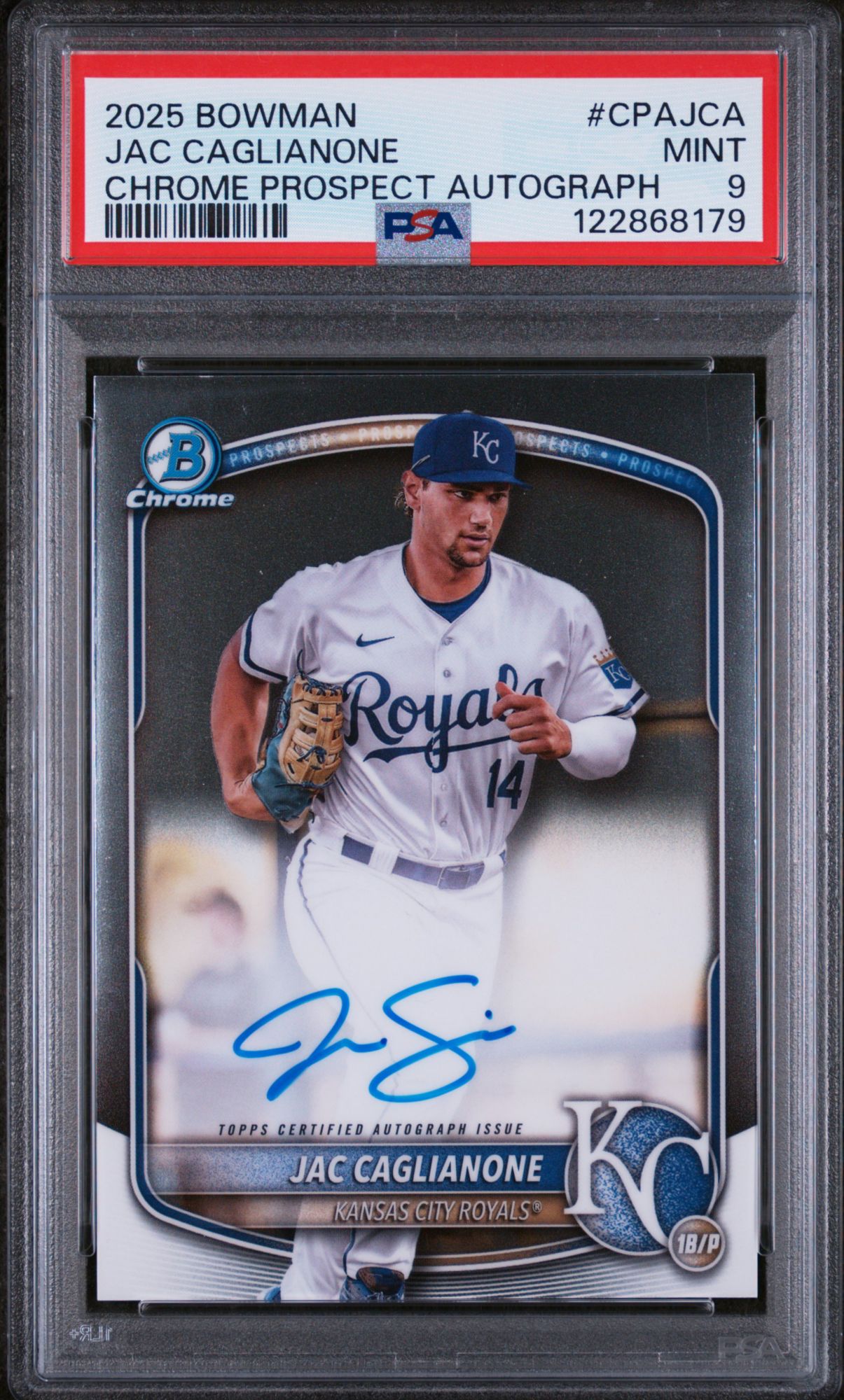 2025 Bowman Chrome Prospect Autographs Cpajca Jac Caglianone  PSA 9