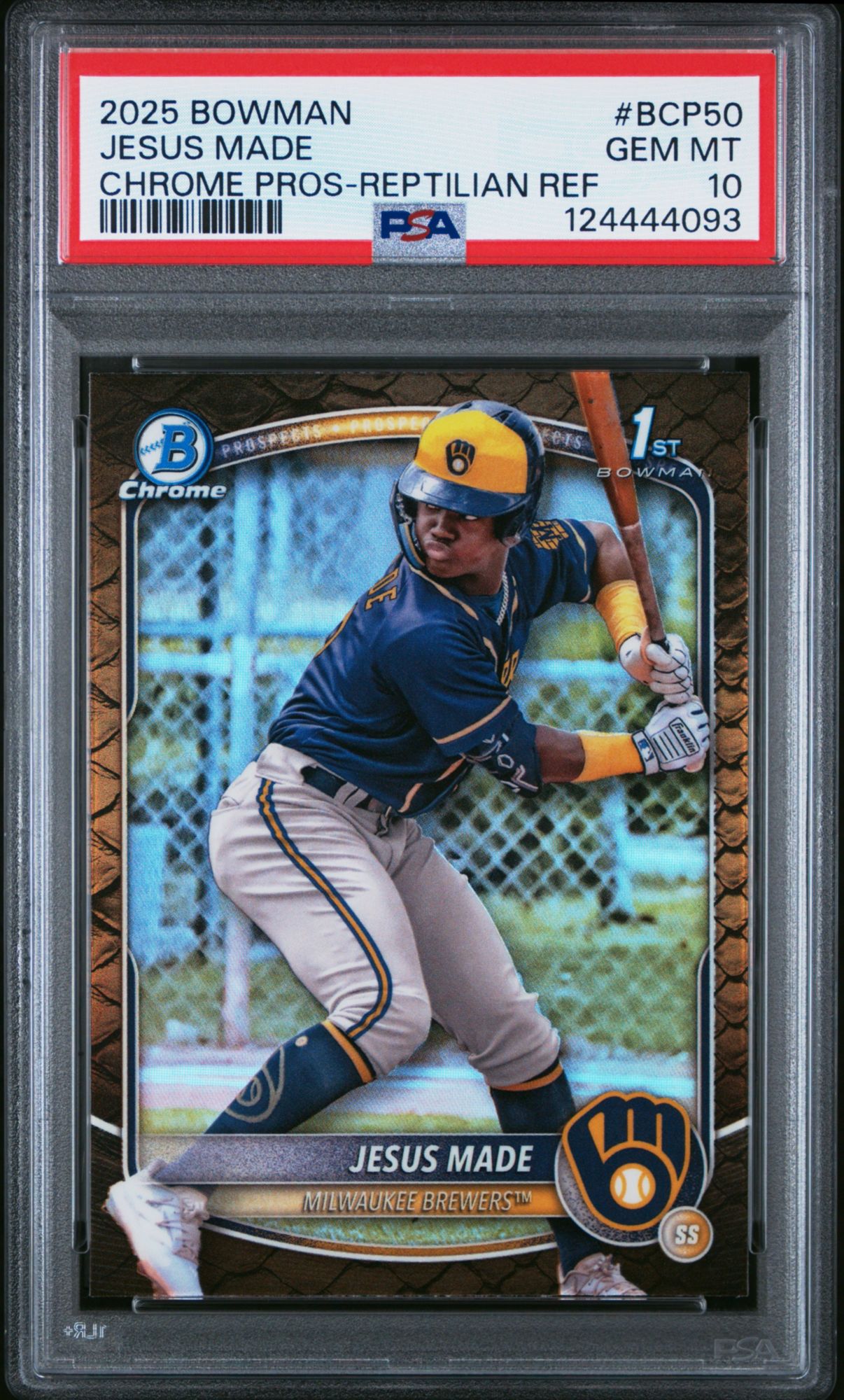 2025 Bowman Chrome Prospects BCP50 Jesus Made Reptilian Refractor PSA 10