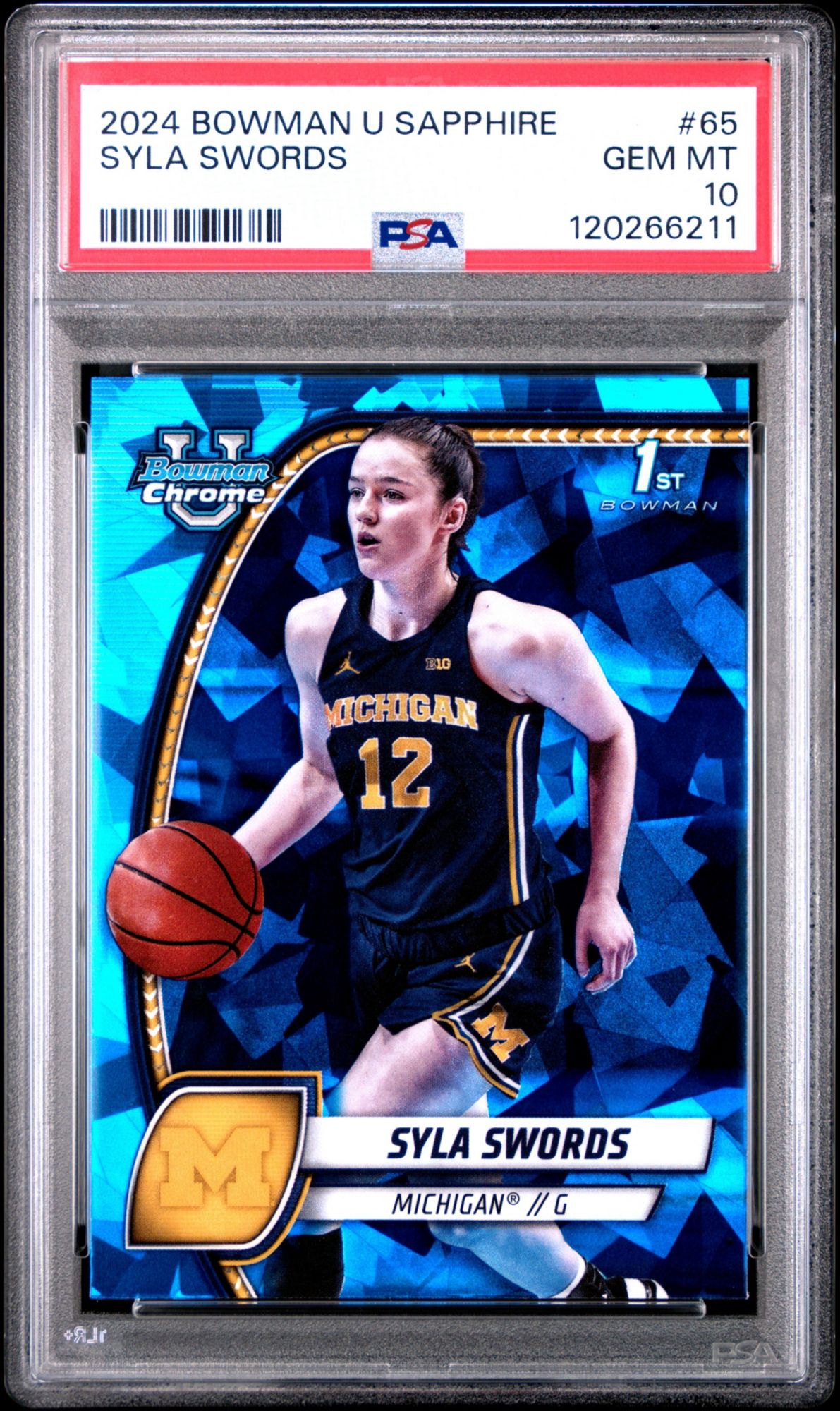 2024 Bowman University Chrome Sapphire 65 Syla Swords PSA 10