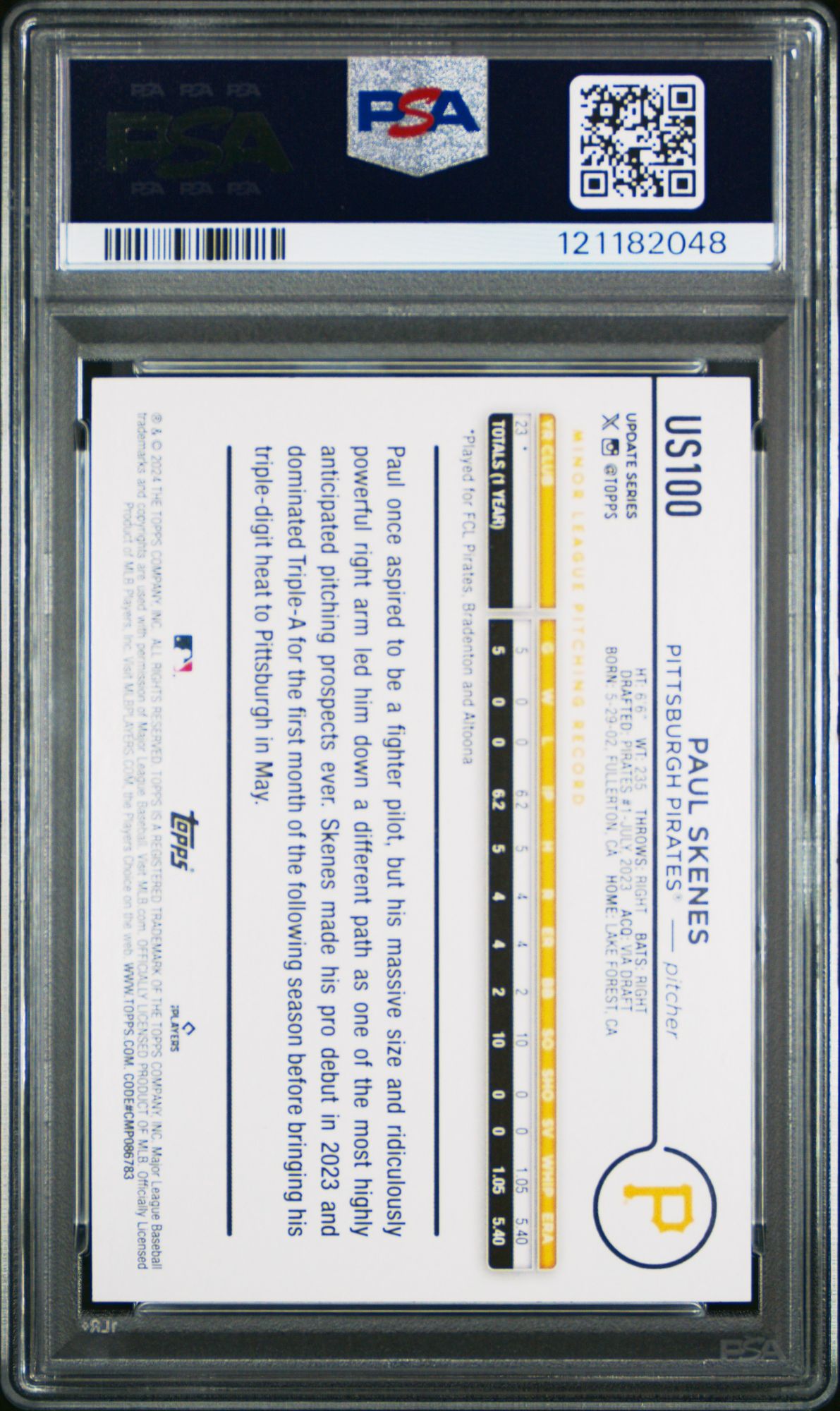 2024 Topps Update US100 Paul Skenes Jack O' Lantern PSA 10