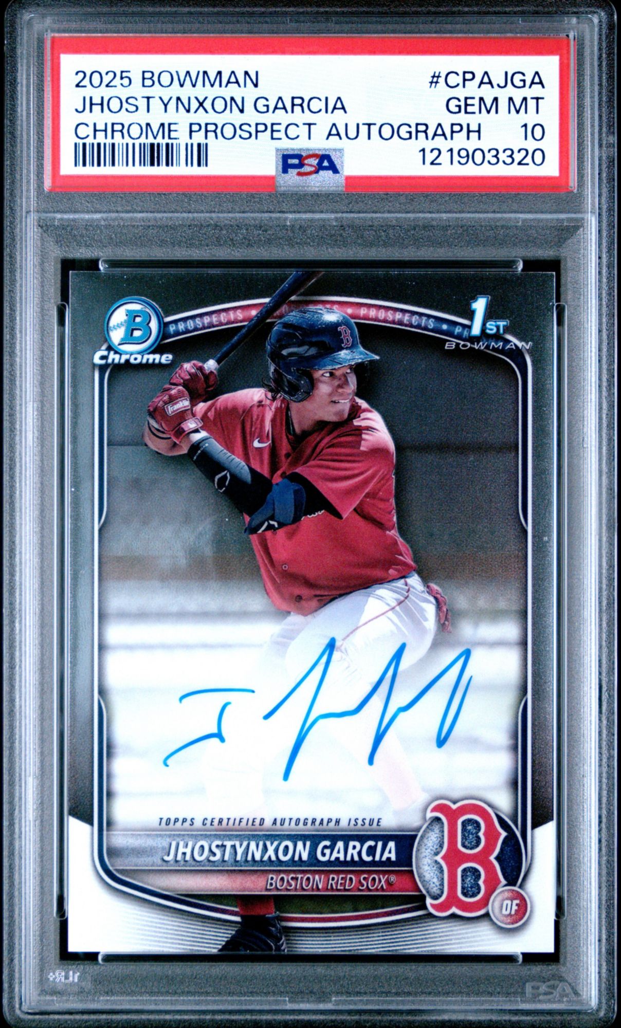2025 Bowman Chrome Prospect Autographs CPAJGA Jhostynxon Garcia PSA 10
