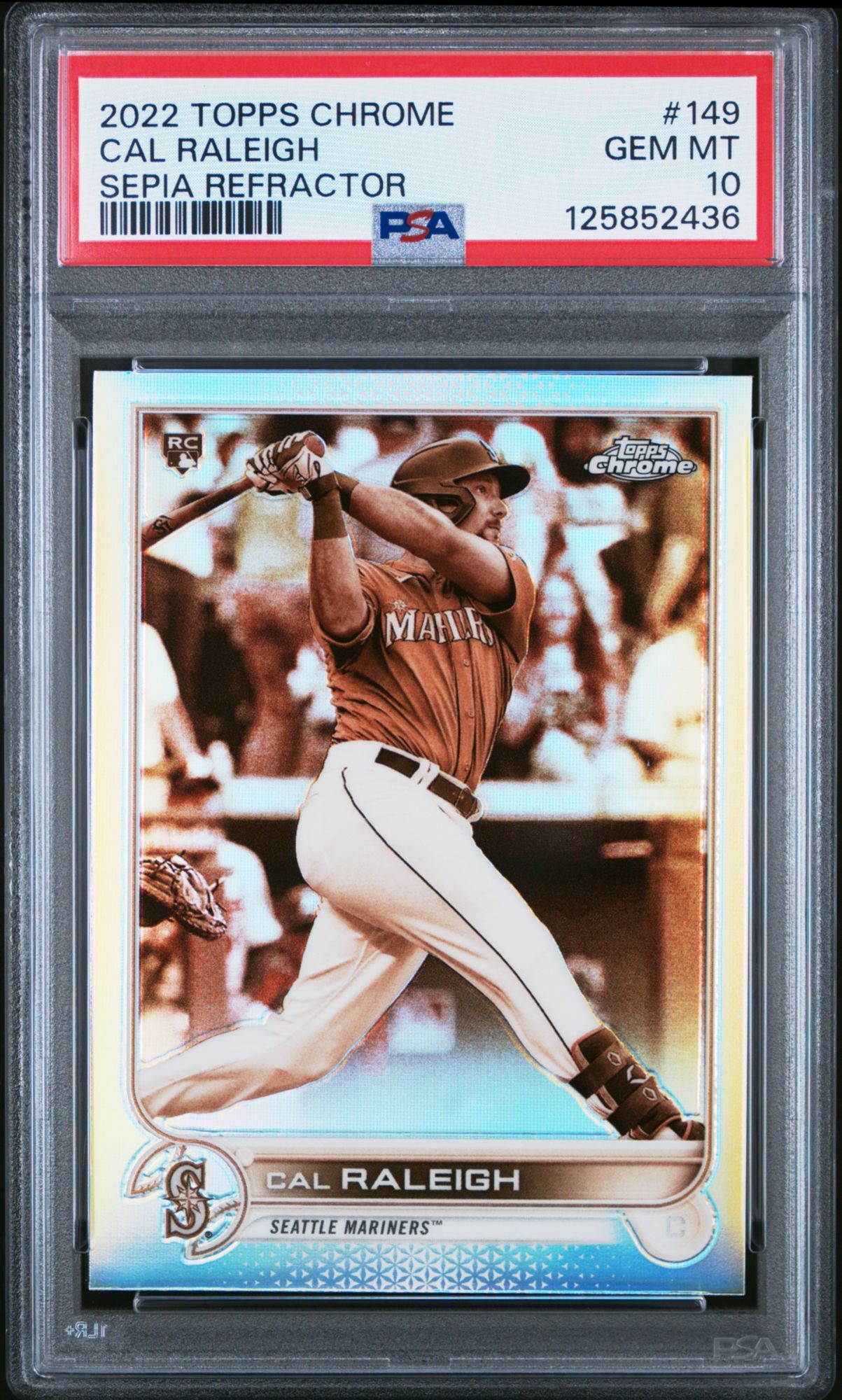 2022 Topps Chrome 149 Cal Raleigh Sepia Refractor PSA 10
