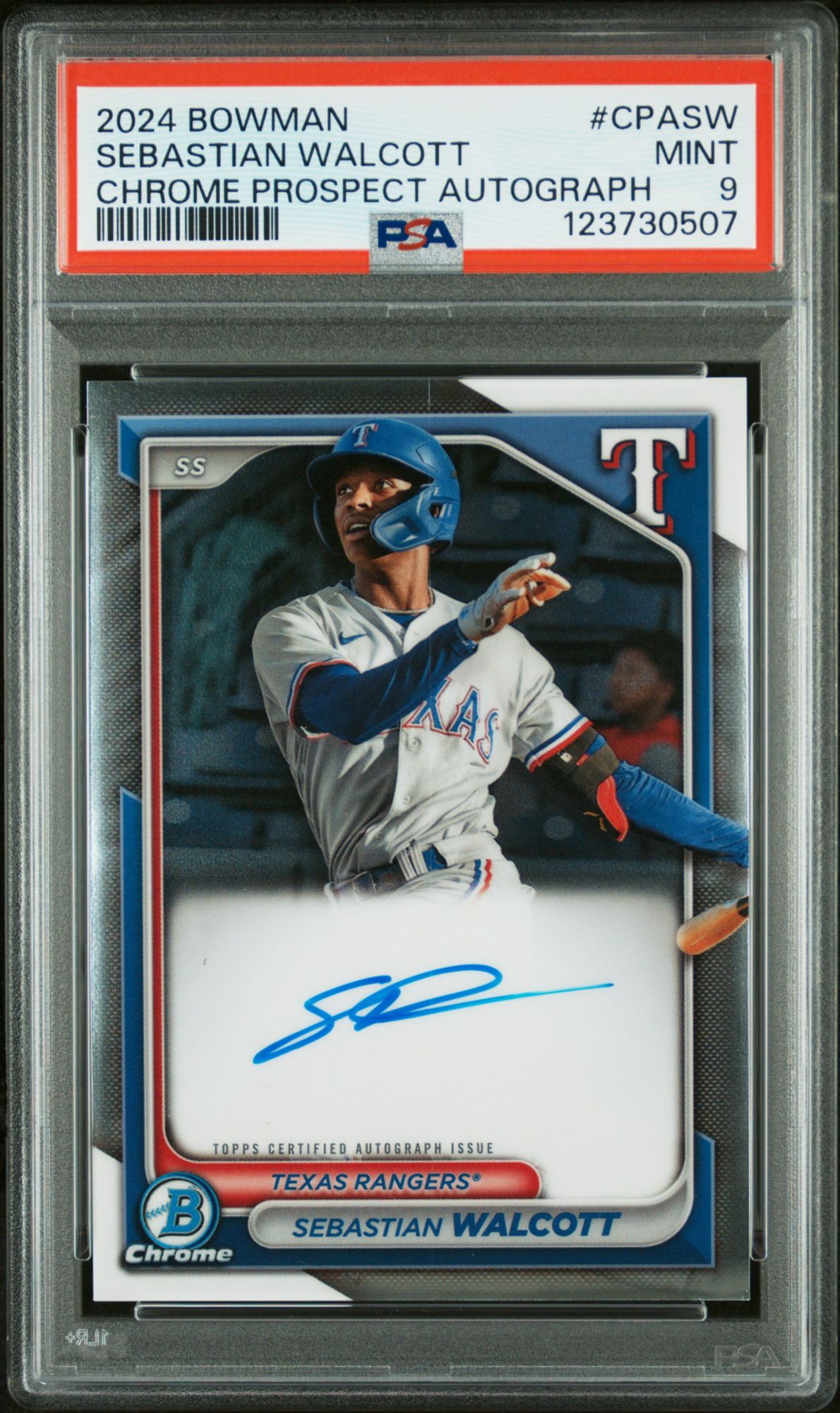 2024 Bowman Chrome Prospect Autographs CPASW Sebastian Walcott PSA 9