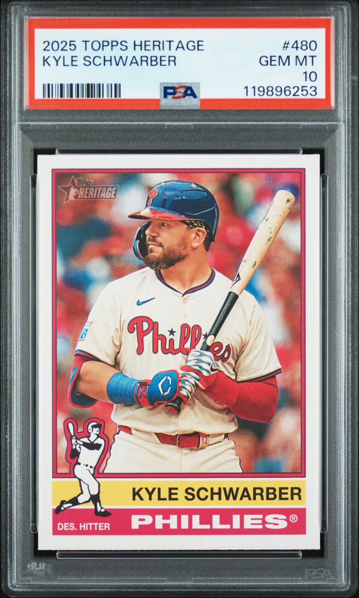 2025 Topps Heritage 480 Kyle Schwarber PSA 10