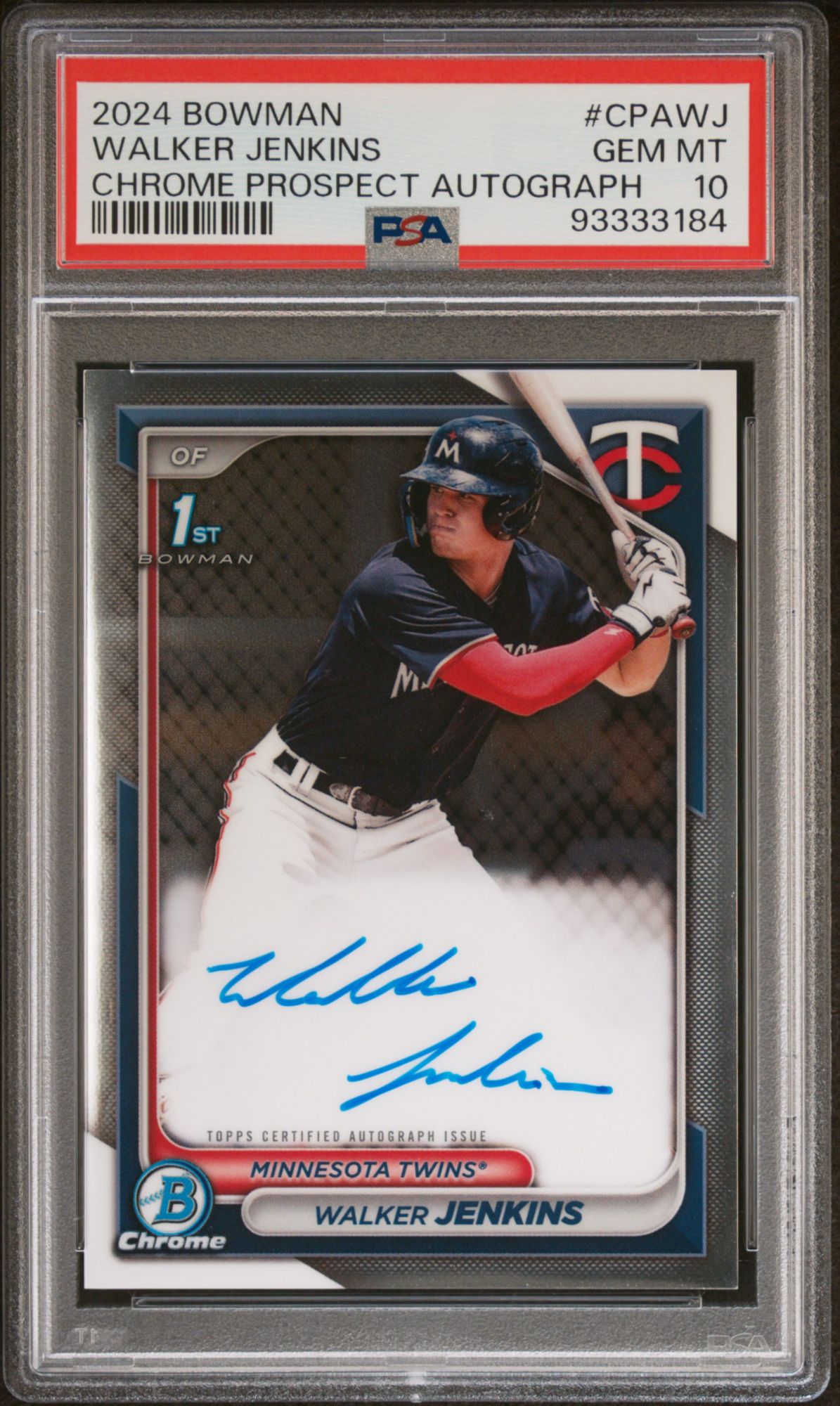 2024 Bowman Chrome Prospect Autographs CPAWJ Walker Jenkins PSA 10